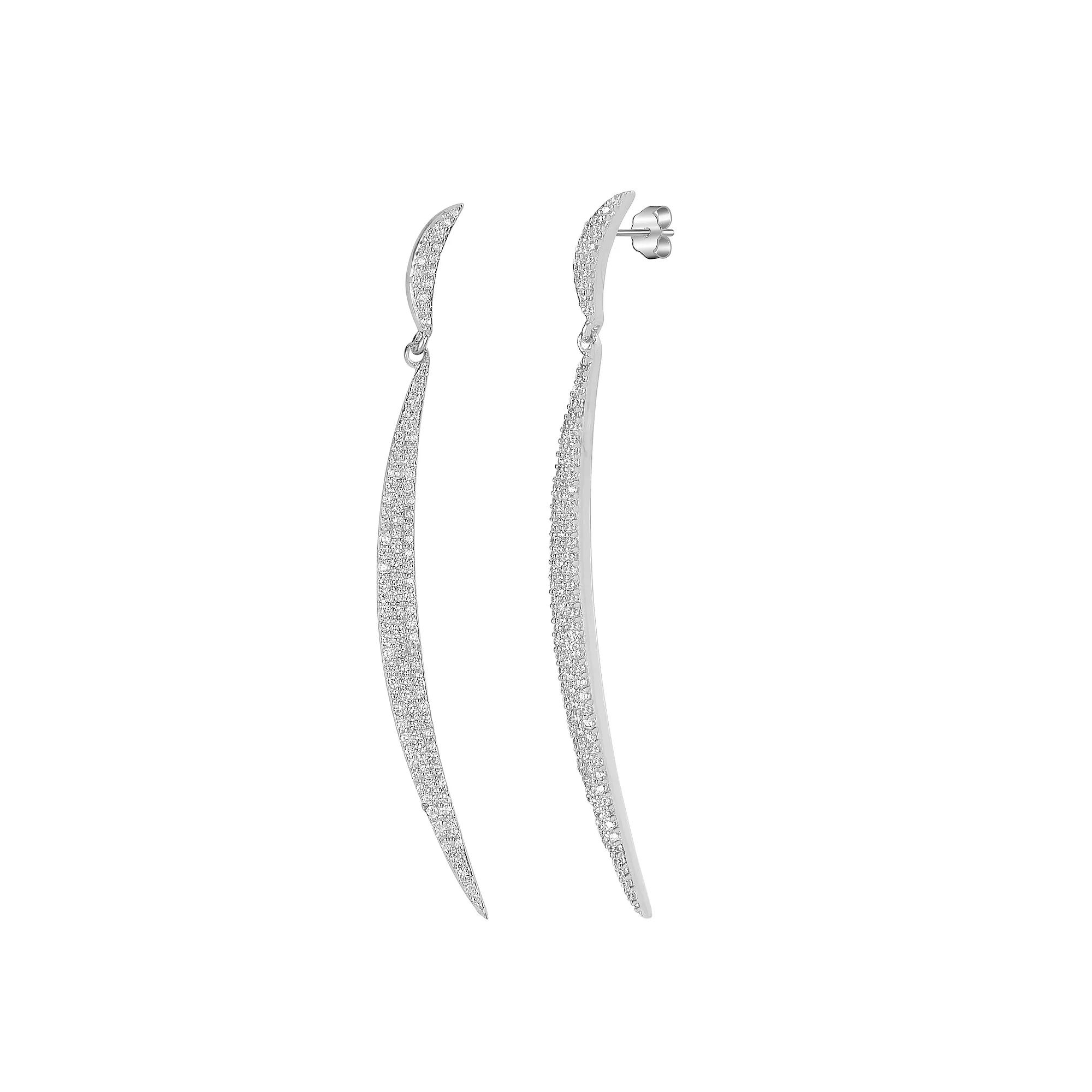 Judy Crowell Sterling Silver Crescent CZ Drop Earrings, Women's Product Image