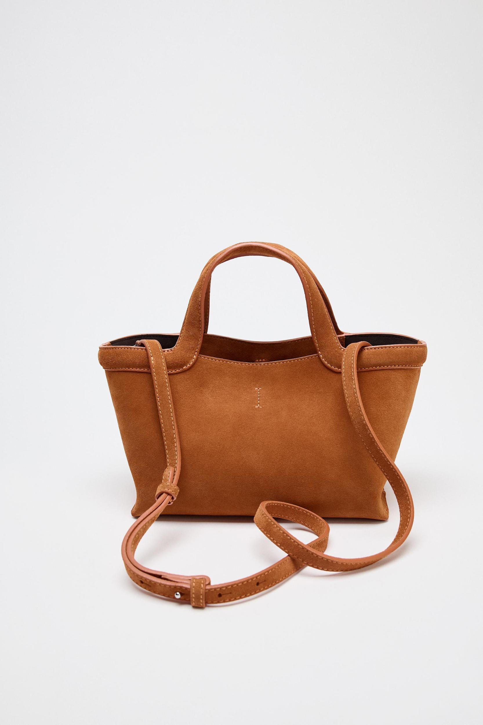 MINI SUEDE TOPSTITCHED SHOPPER Product Image
