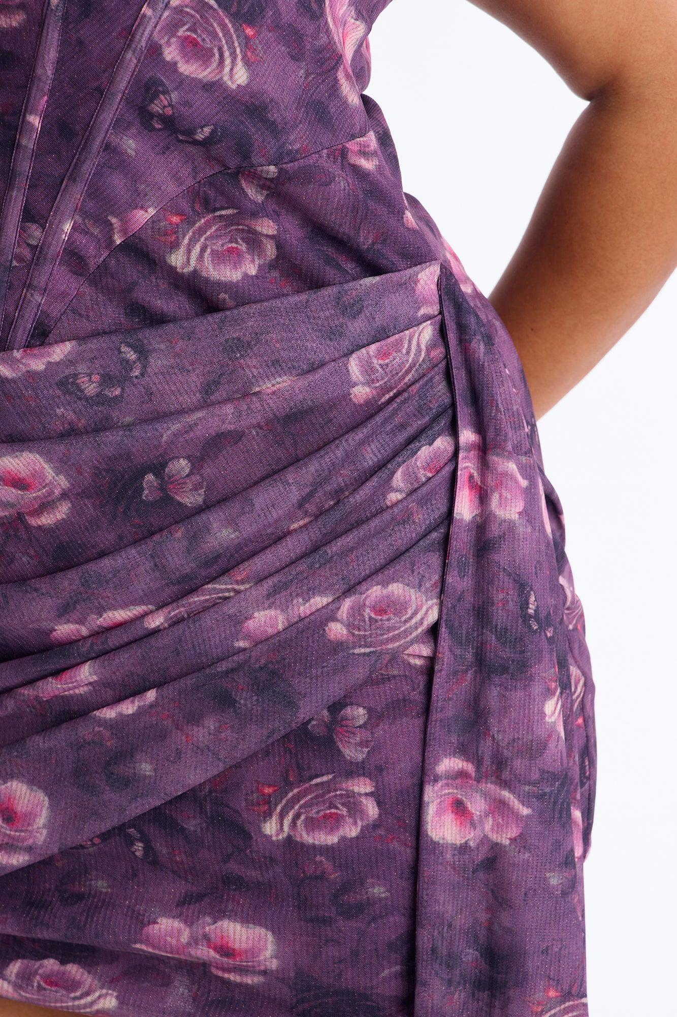 Romi Strapless Metallic Mini Dress - Purple/combo Female Product Image