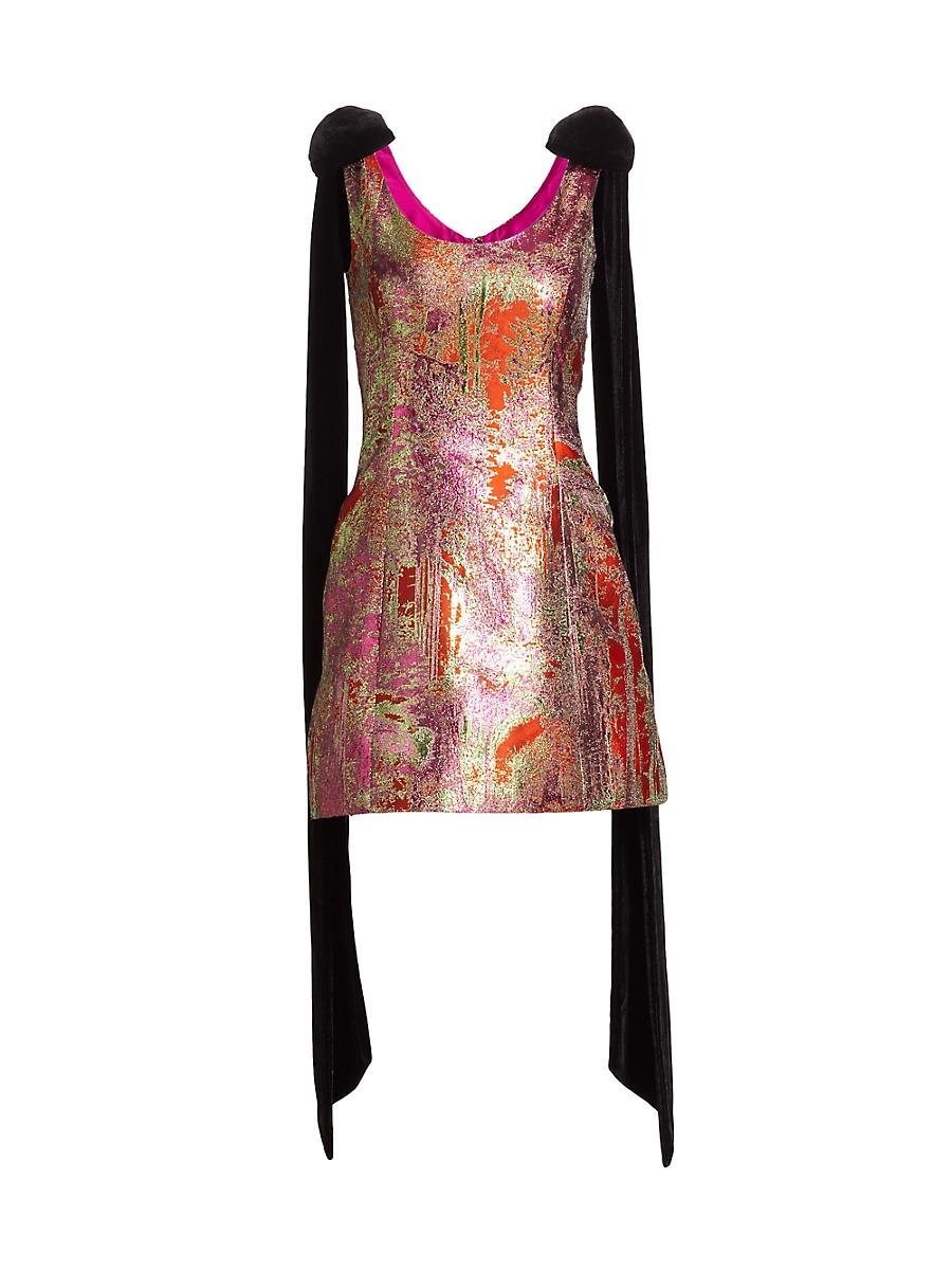 Womens Metallic Brocade Bow Minidress Product Image