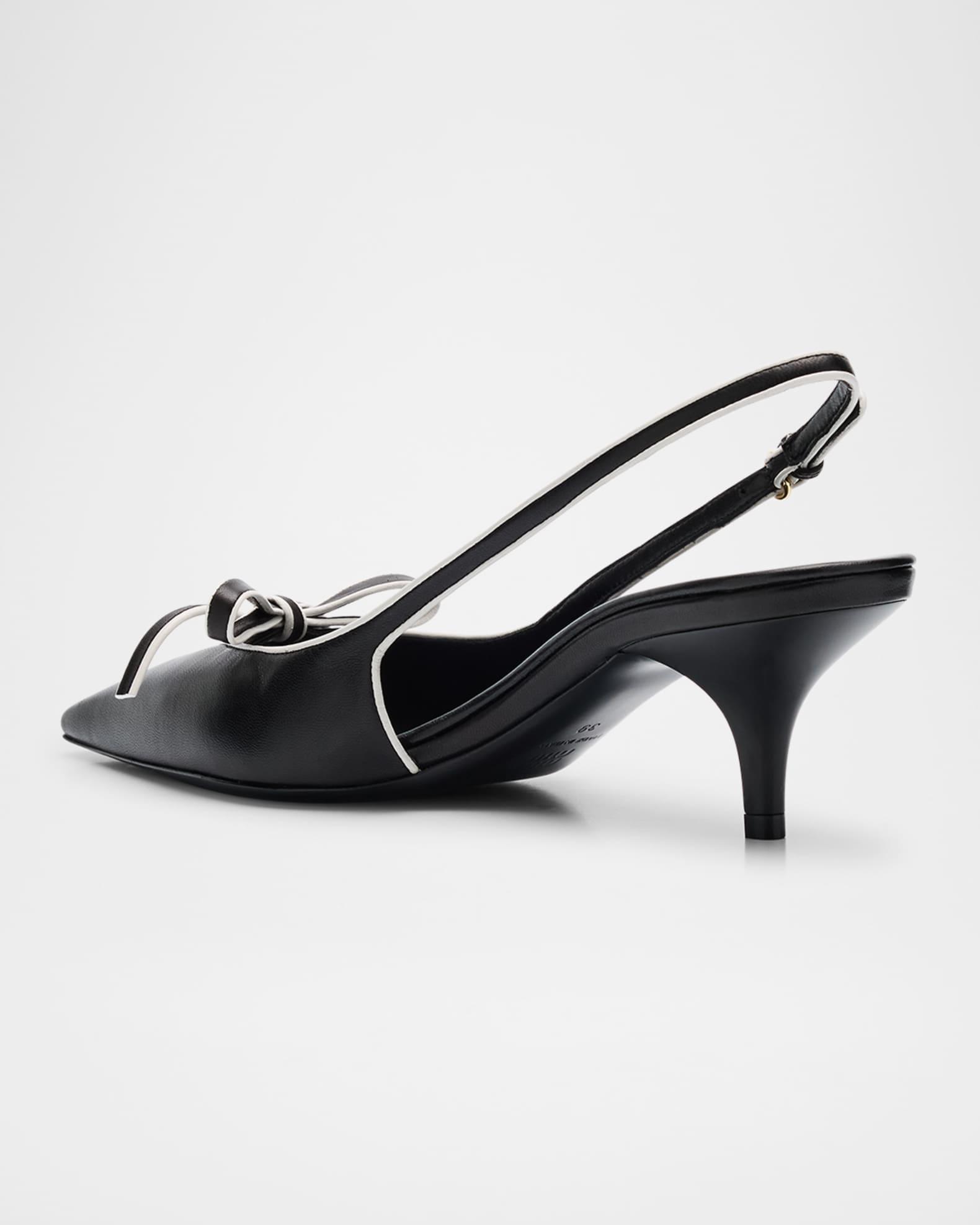 Nappa Leather Bow Slingback Pumps Product Image