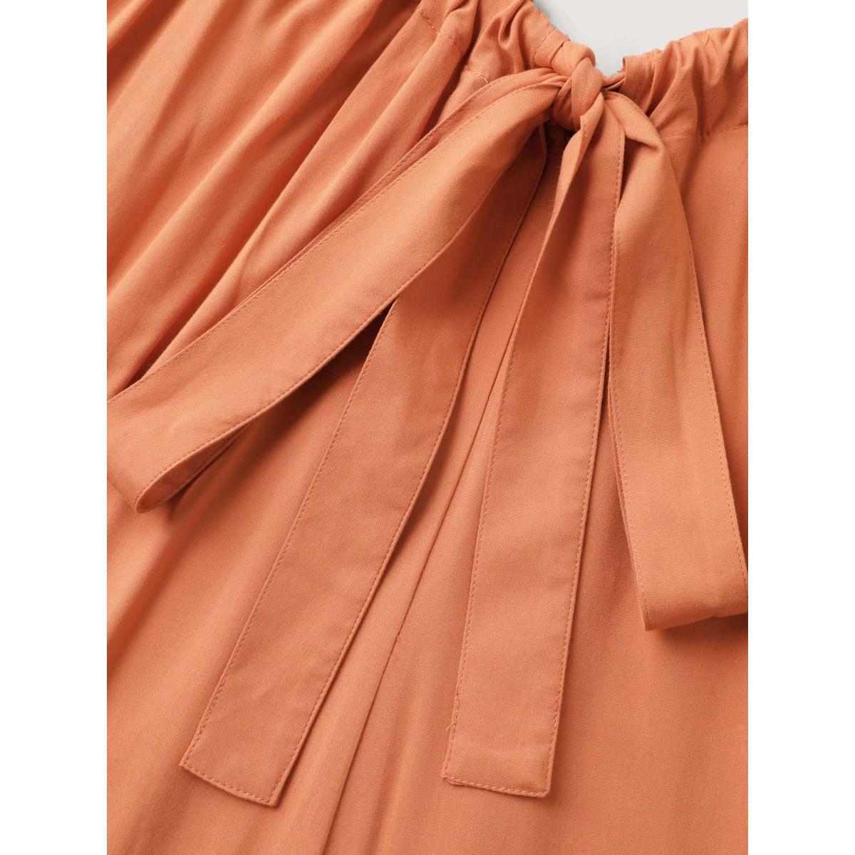 Plus Size OrangeRed Rayon Backless Adjustable Straps Jumpsuit Women Sleeveless Non Everyday-Casual Loose Jumpsuits BloomChic 30/6X Product Image