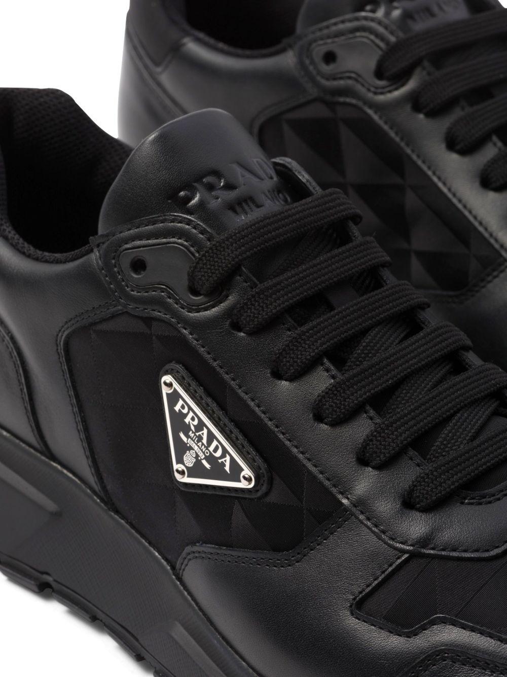 logo-jacquard leather sneakers Product Image