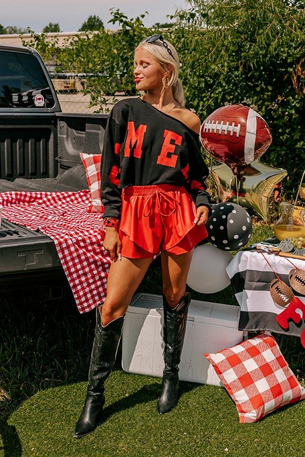 Midnight Kiss High Waist Faux Leather Shorts In Red Product Image