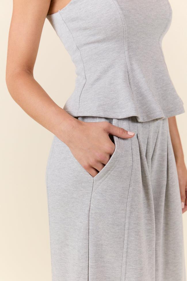 Casual Comfort Knit Grey Tank and Pants Set Product Image