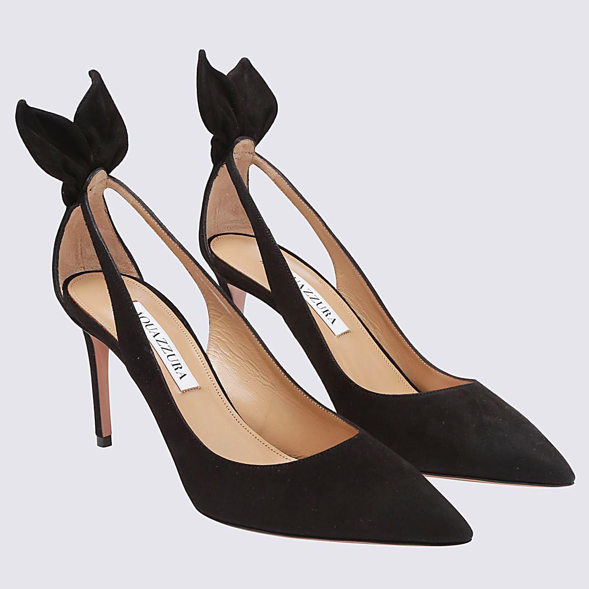 AQUAZZURA Bow Tie 85 Suede Pumps In Black Product Image