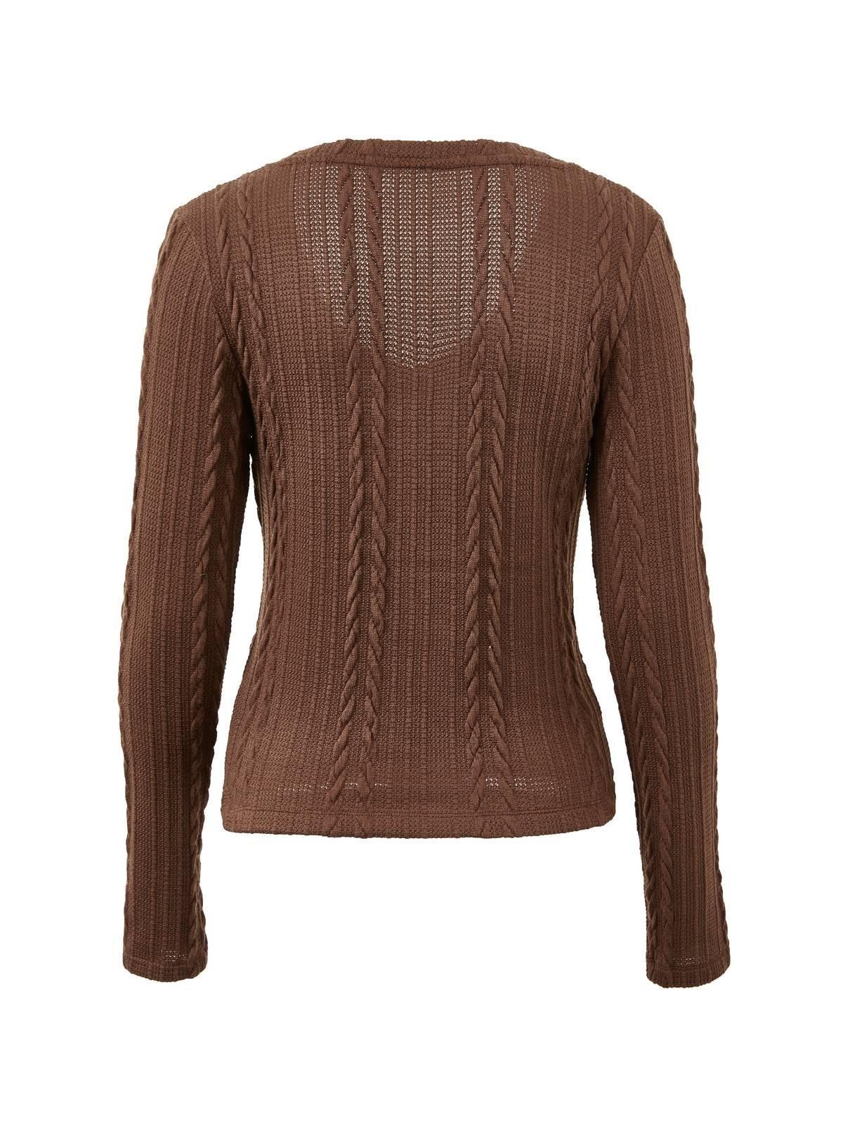 Vintage V Neck Cable Knit Top Product Image