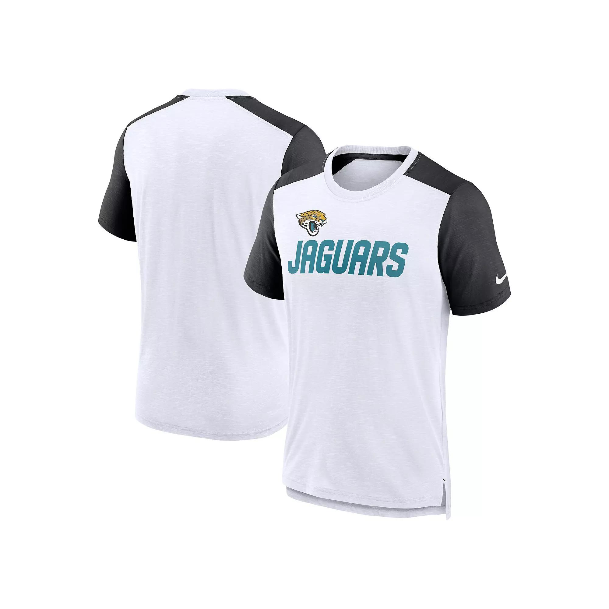 Men's Nike White/Heathered Black Jacksonville Jaguars Color Block Team Name T-Shirt, Size: Large Product Image