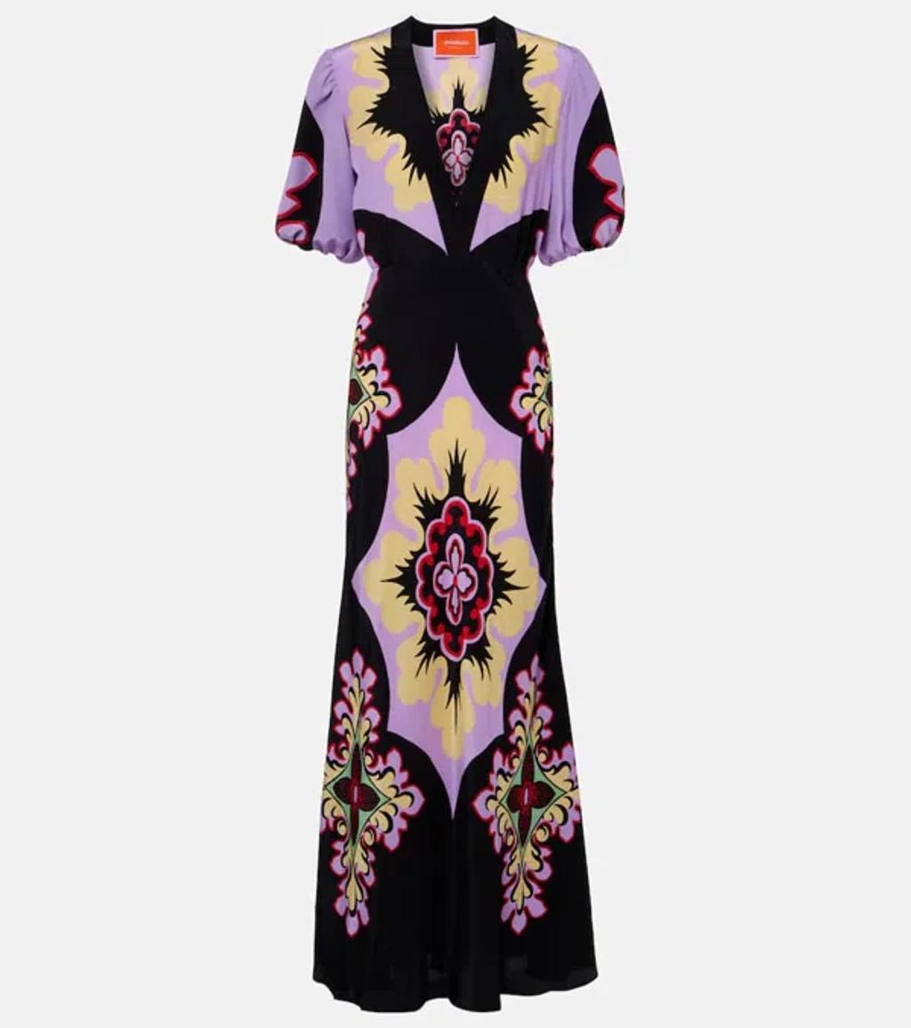 LA DOUBLEJ Marlene Silk Crepe De Chine Maxi Dress In Multi Product Image