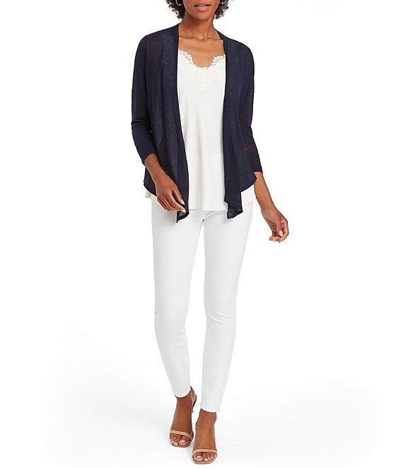 NIC + ZOE Lightweight 4-Way Linen Blend Open Front 3/4 Sleeve Cardigan Product Image