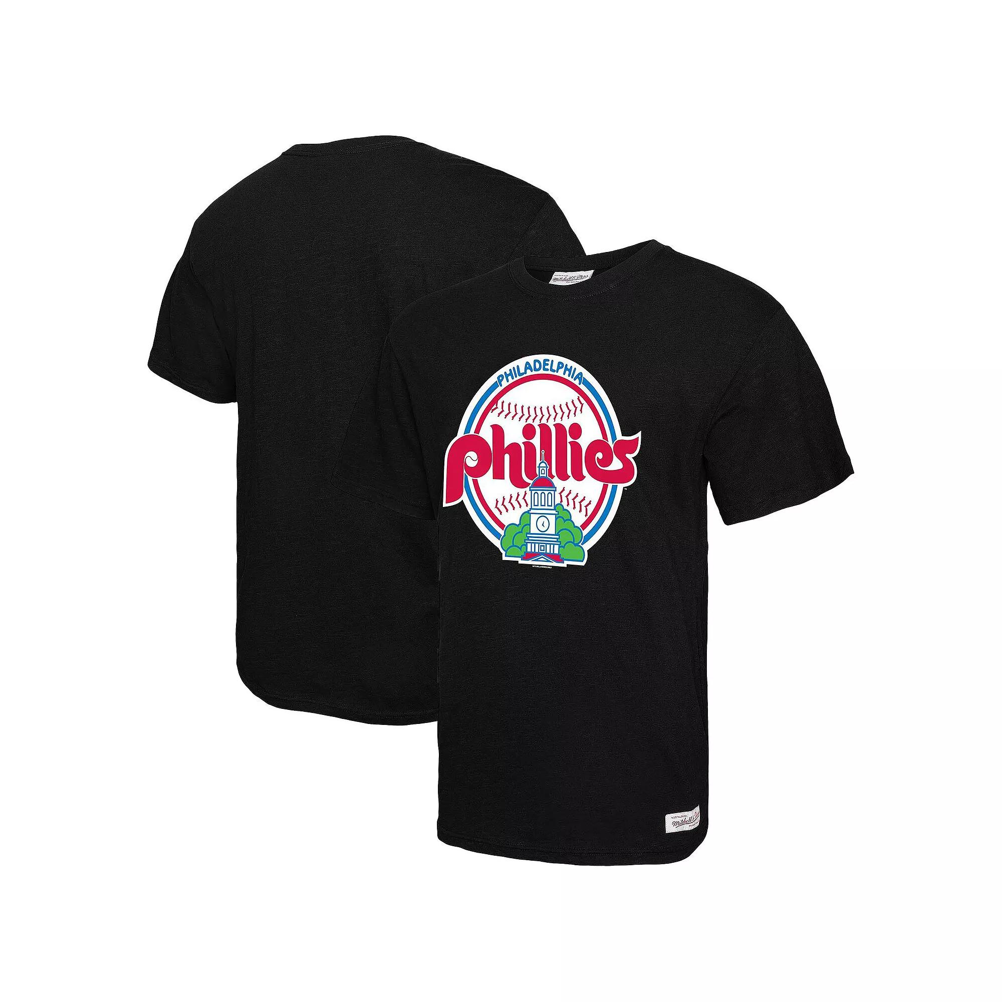 Men's Mitchell & Ness Black Philadelphia Phillies Logo Slub T-Shirt, Size: Large Product Image