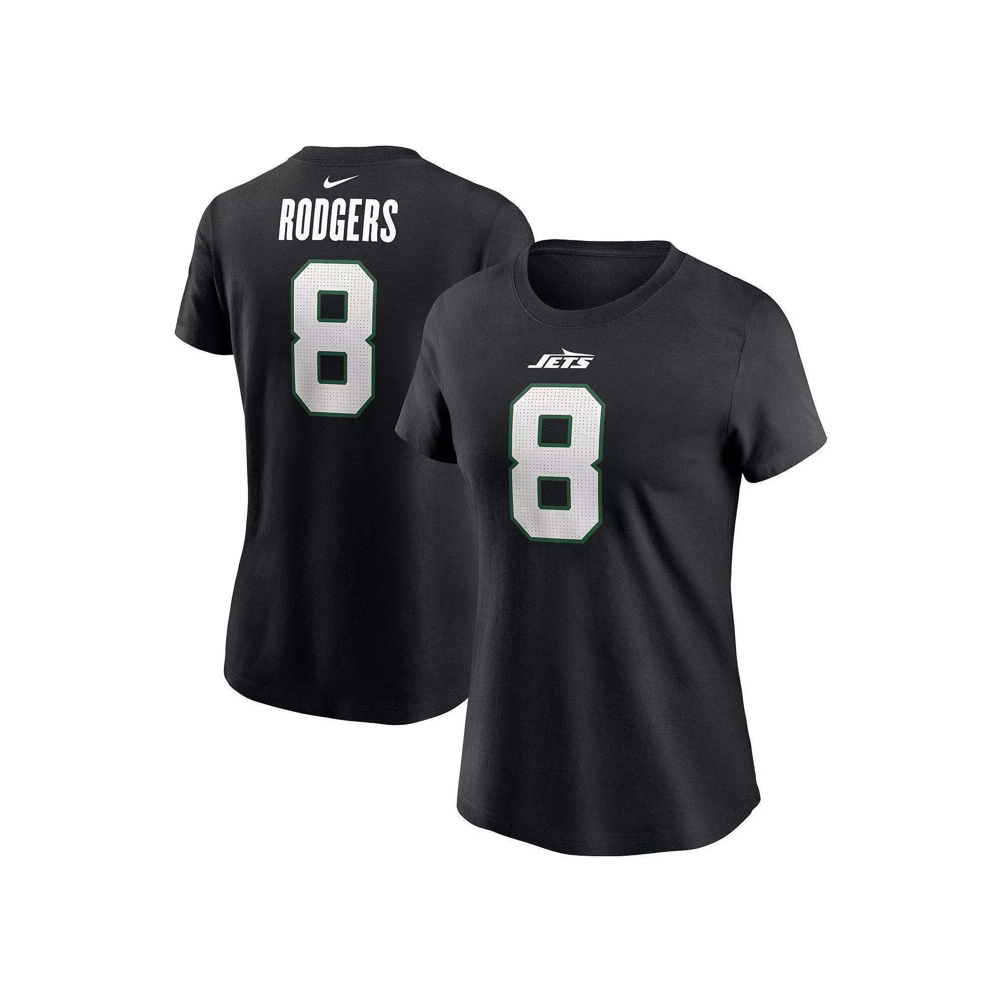 Women's Nike Aaron Rodgers Black New York Jets Name & Number T-Shirt, Size: Medium Product Image