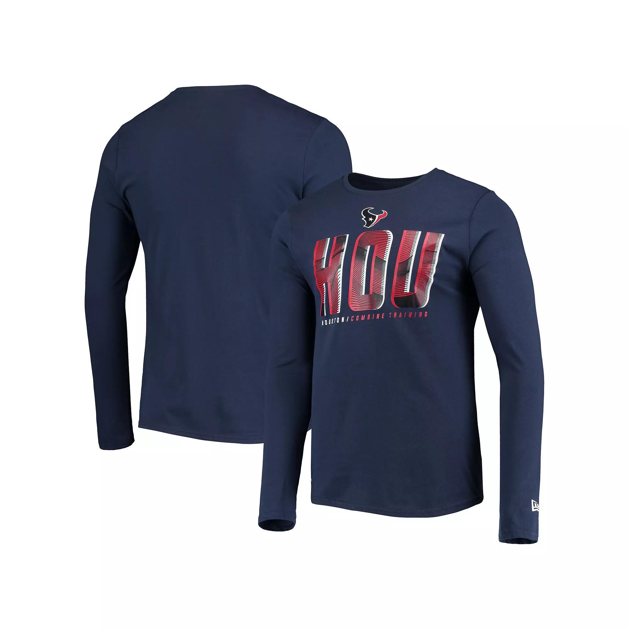 Men's New Era Navy Houston Texans Combine Authentic Static Abbreviation Long Sleeve T-Shirt,  Product Image