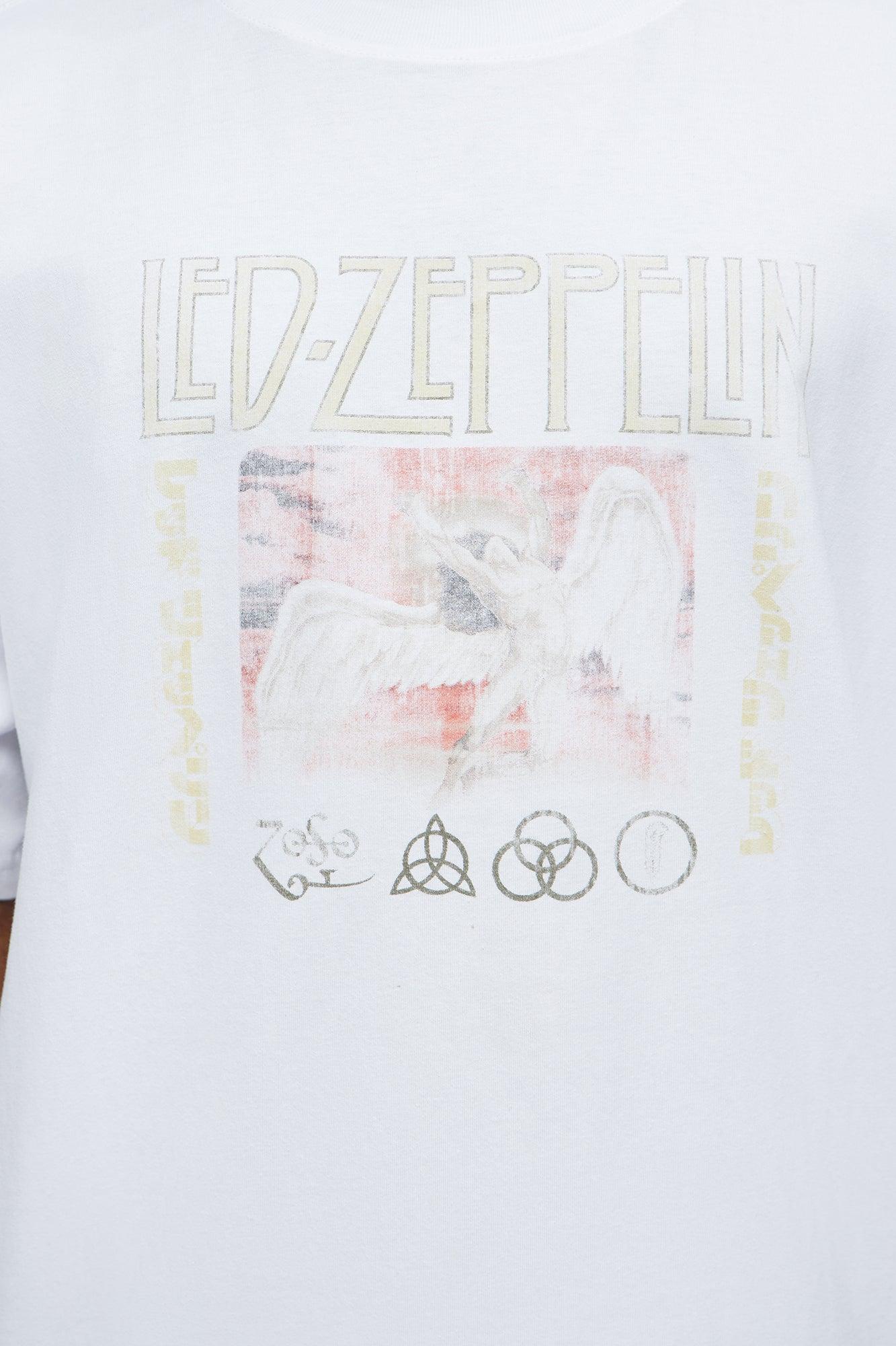 Led Zeppelin World Tour Toyko 1971 Oversized Short Sleeve Tee - White Male Product Image