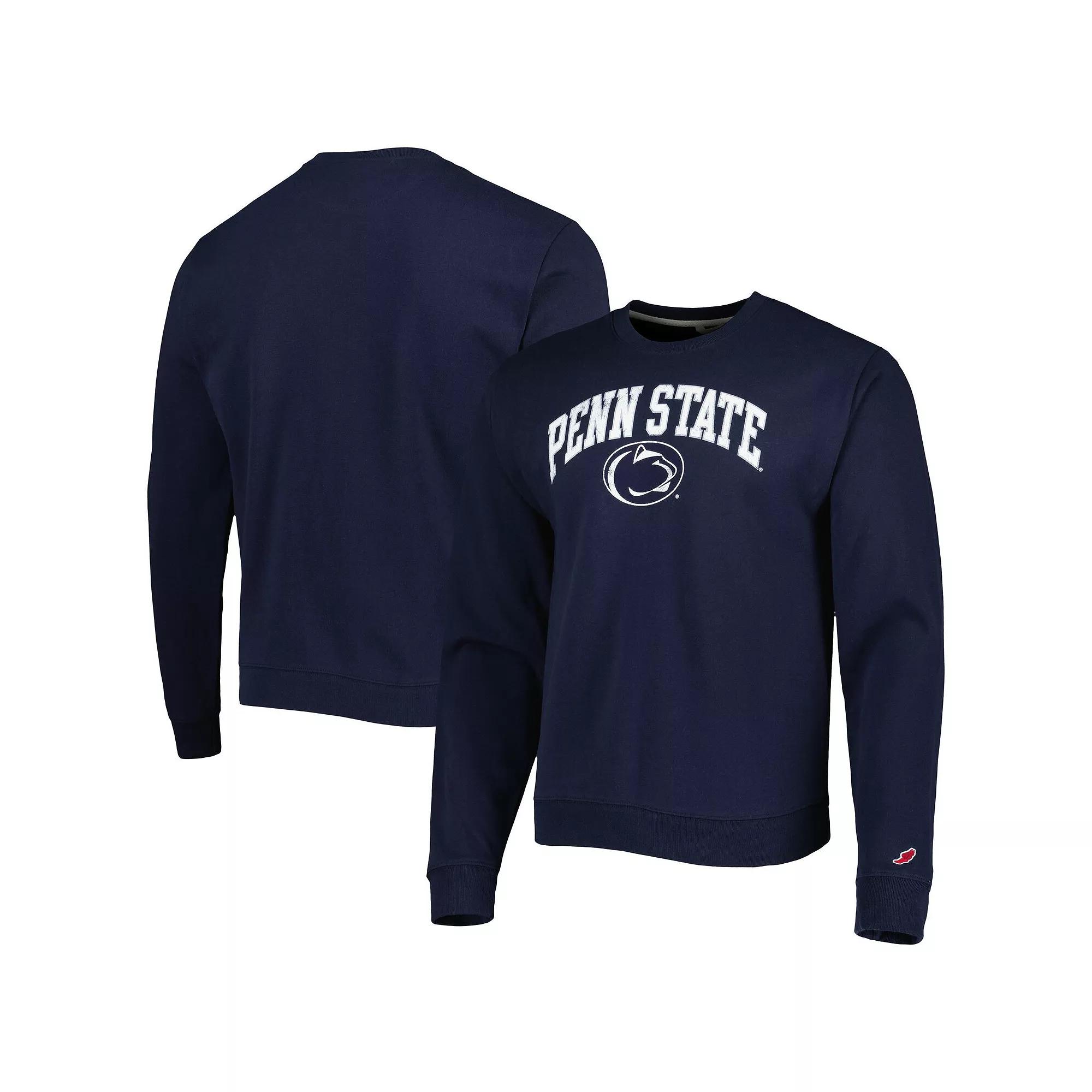 Men's League Collegiate Wear Navy Penn State Nittany Lions 1965 Arch Essential Fleece Crewneck Pullover Sweatshirt, Size: 2XL, Blue Product Image