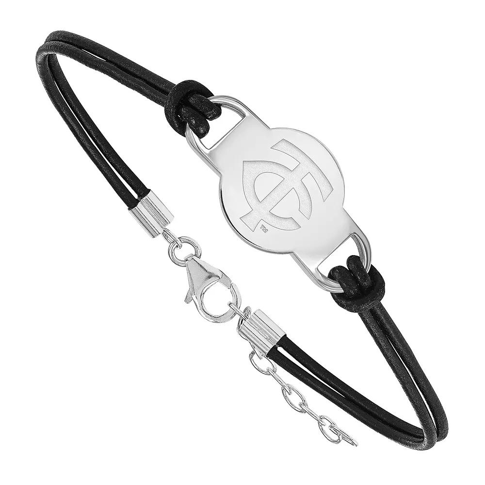 LogoArt Sterling Silver Florida Panthers Logo Black Leather Bracelet, Women's,  Product Image