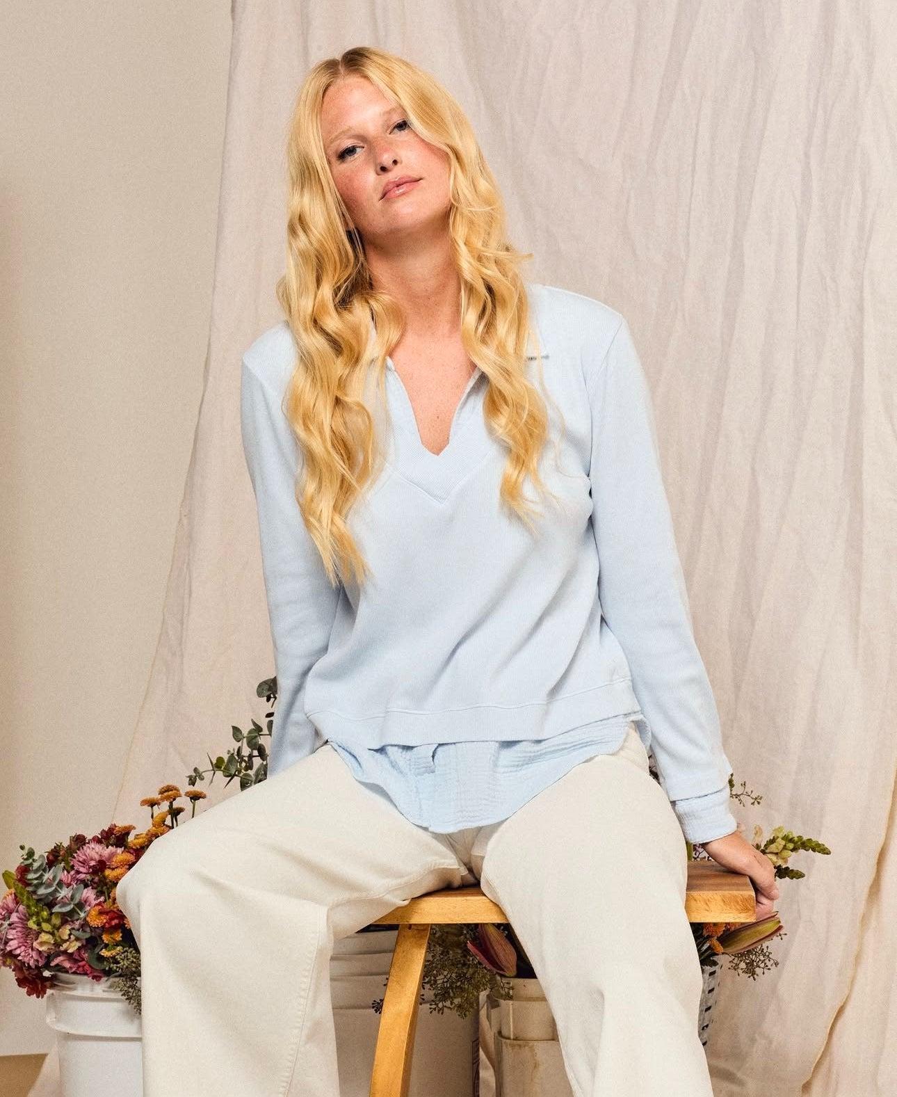 Light Blue Double Layer Top Product Image