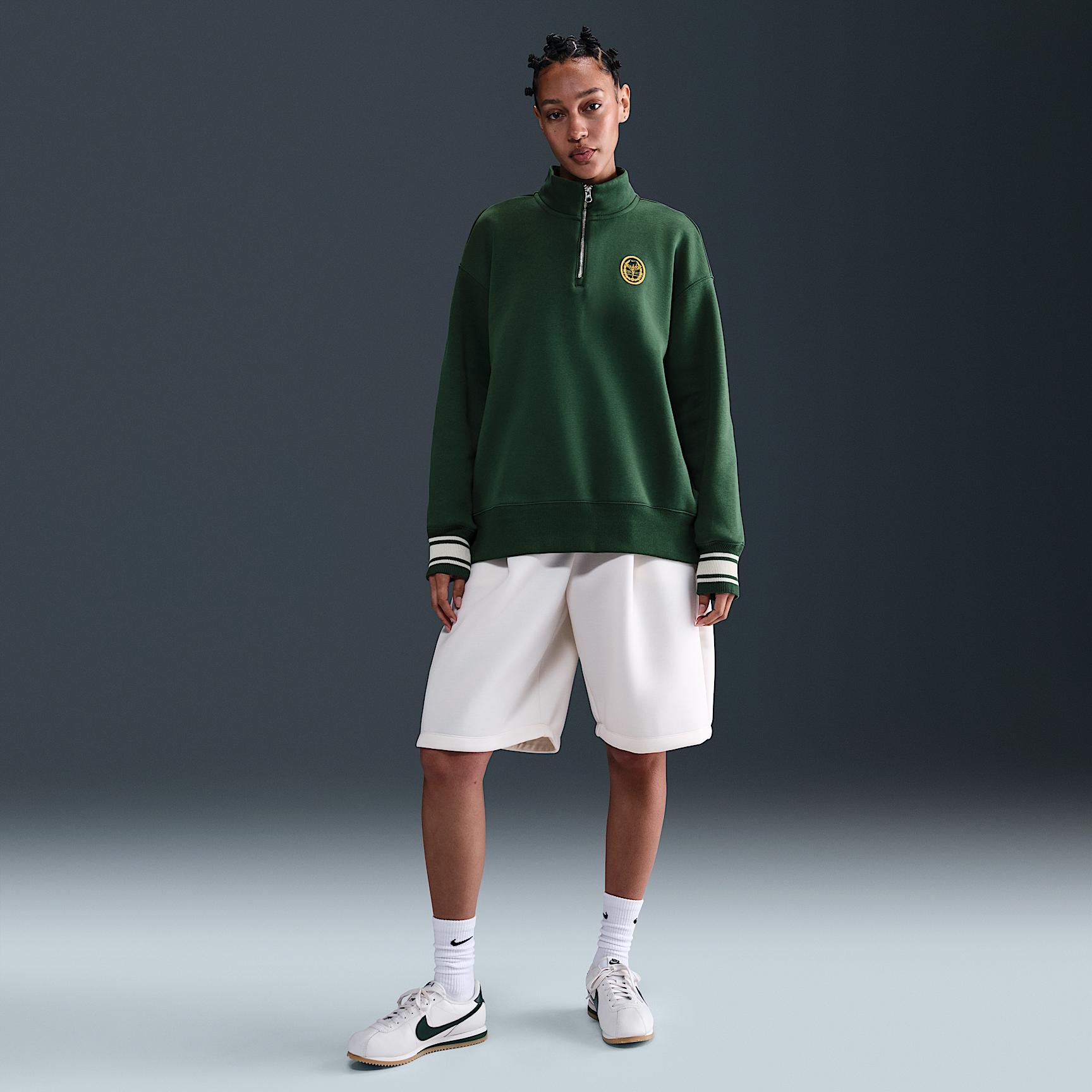 Womens Nike Sportswear Phoenix Fleece Oversized 1/4-Zip Long Sweatshirt | IH7804-323 Product Image