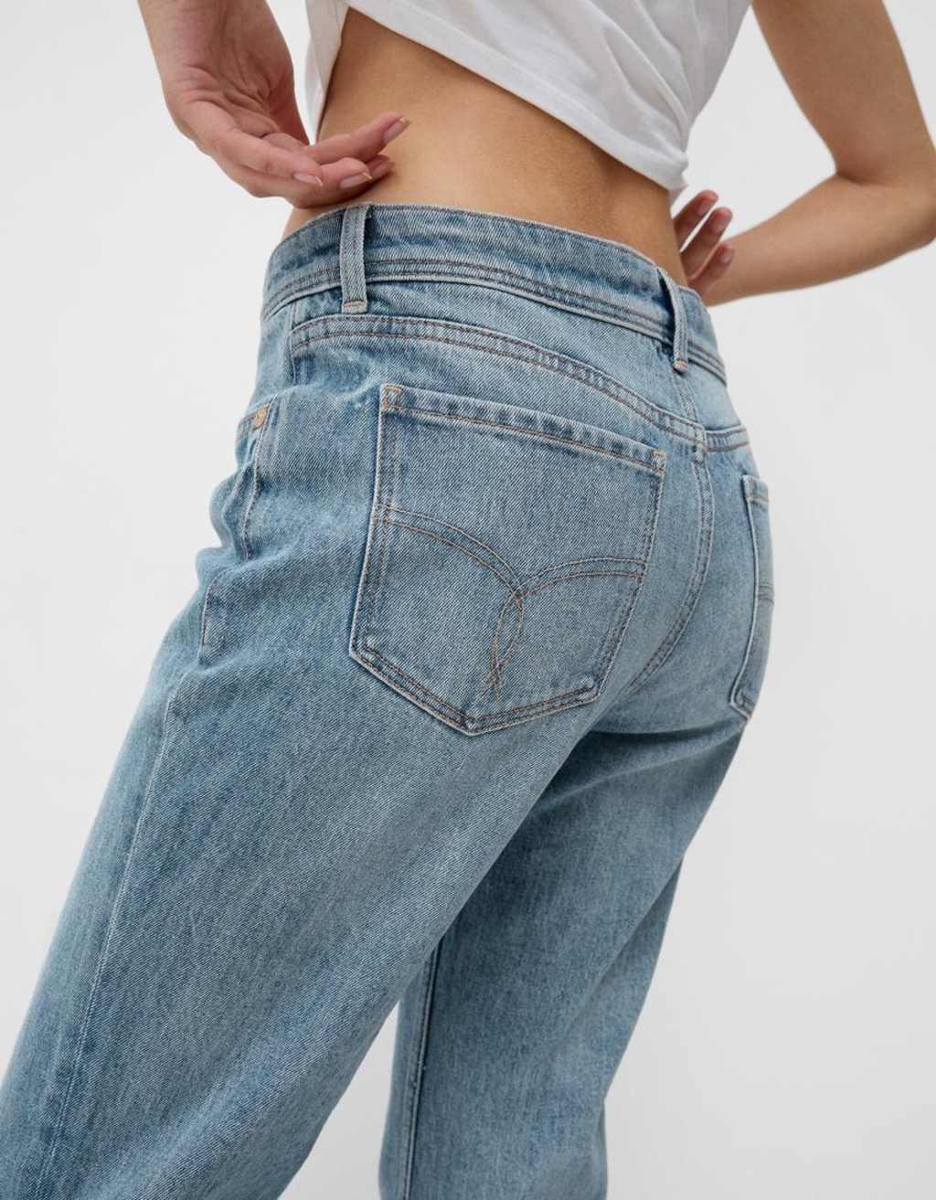 Bershka low rise flared jeans in light blue wash | ASOS Product Image