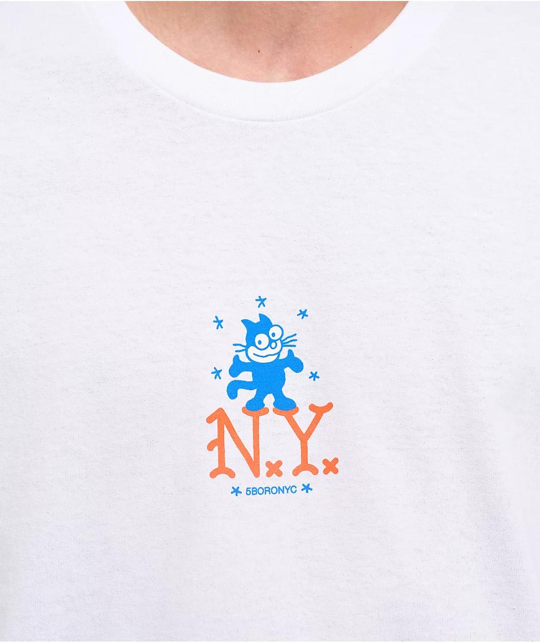 5Boro NY Cat White T-Shirt Product Image