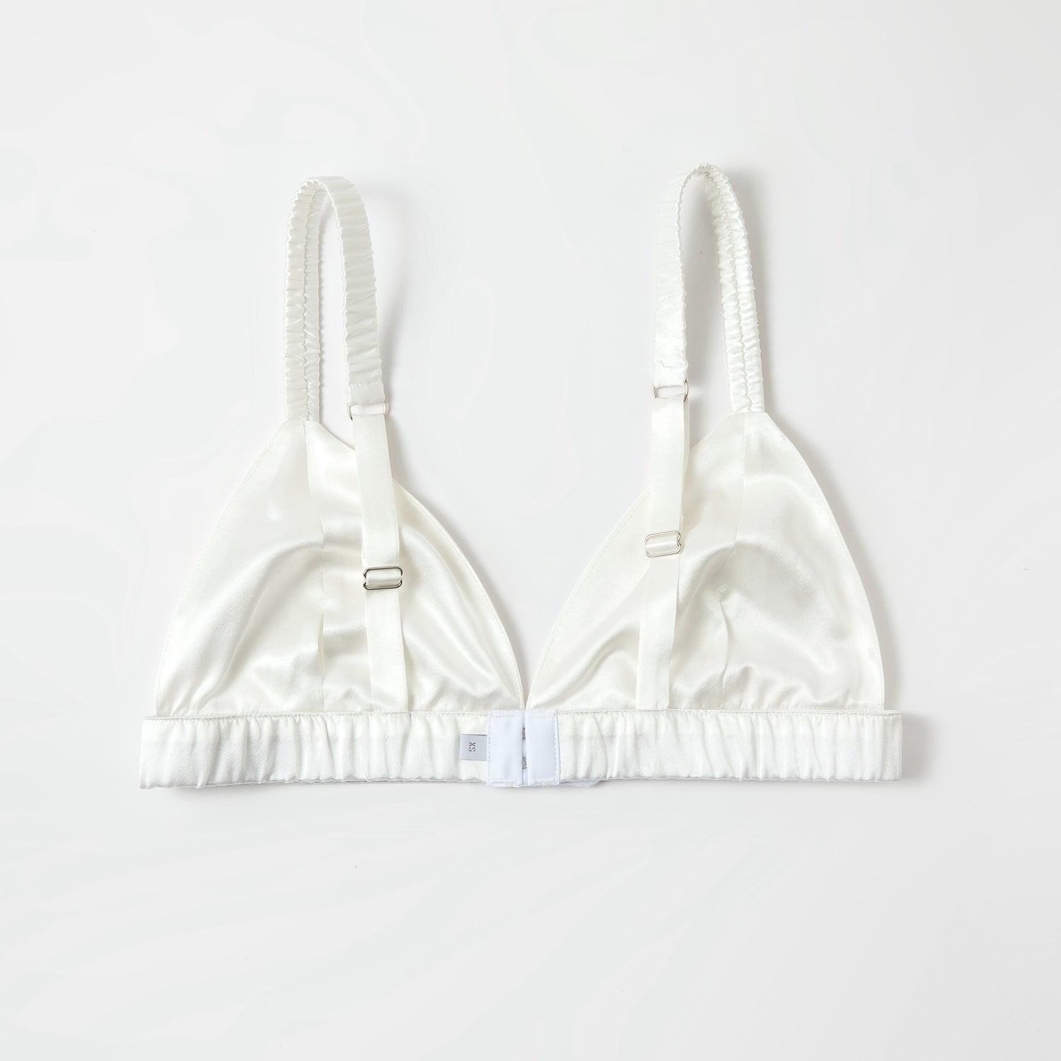 Pearl White | Handmade Pure Silk Bralettes | No Padding No Wire | 19 Momme Silk Charmeuse Product Image