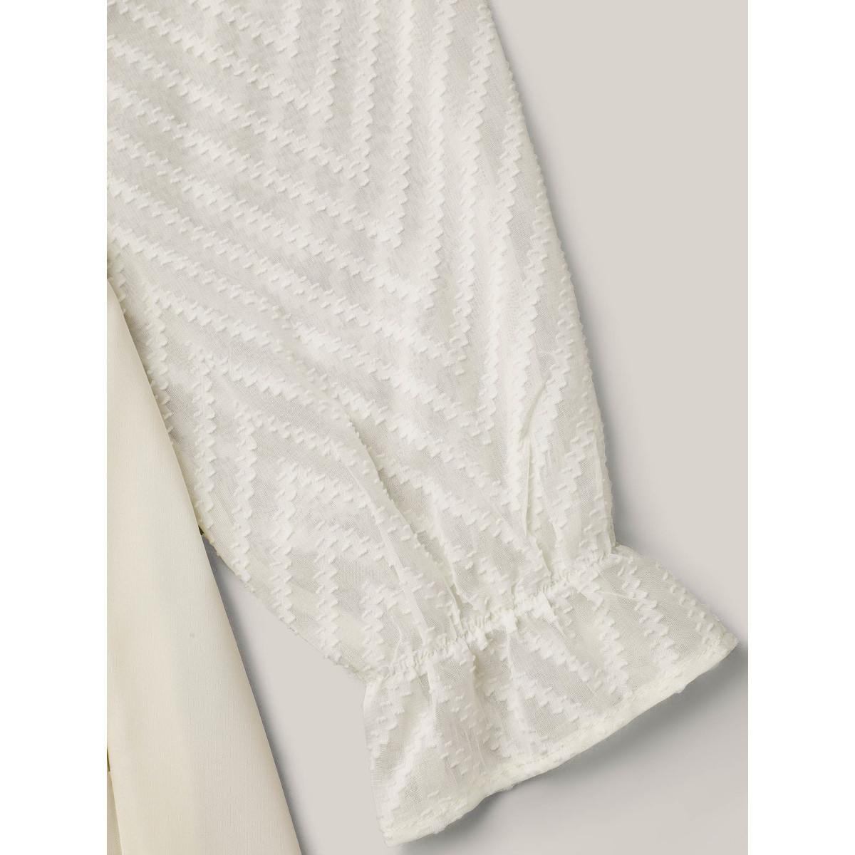 Plus Size Stretchy-Waist Pockets Plain Textured Midi Dress Beige Women Elegant Texture Round Neck Long Sleeve Curvy BloomChic 28/5X Product Image