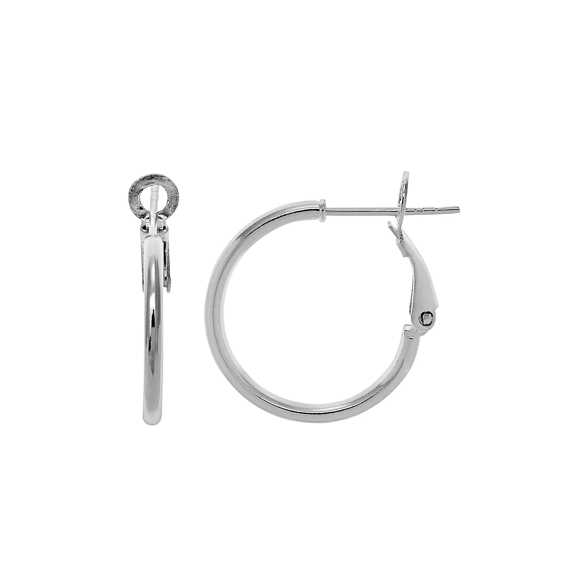 PRIMROSE Sterling Silver Polished Tube Hoop Earrings, Women's, Size: 20MM Product Image