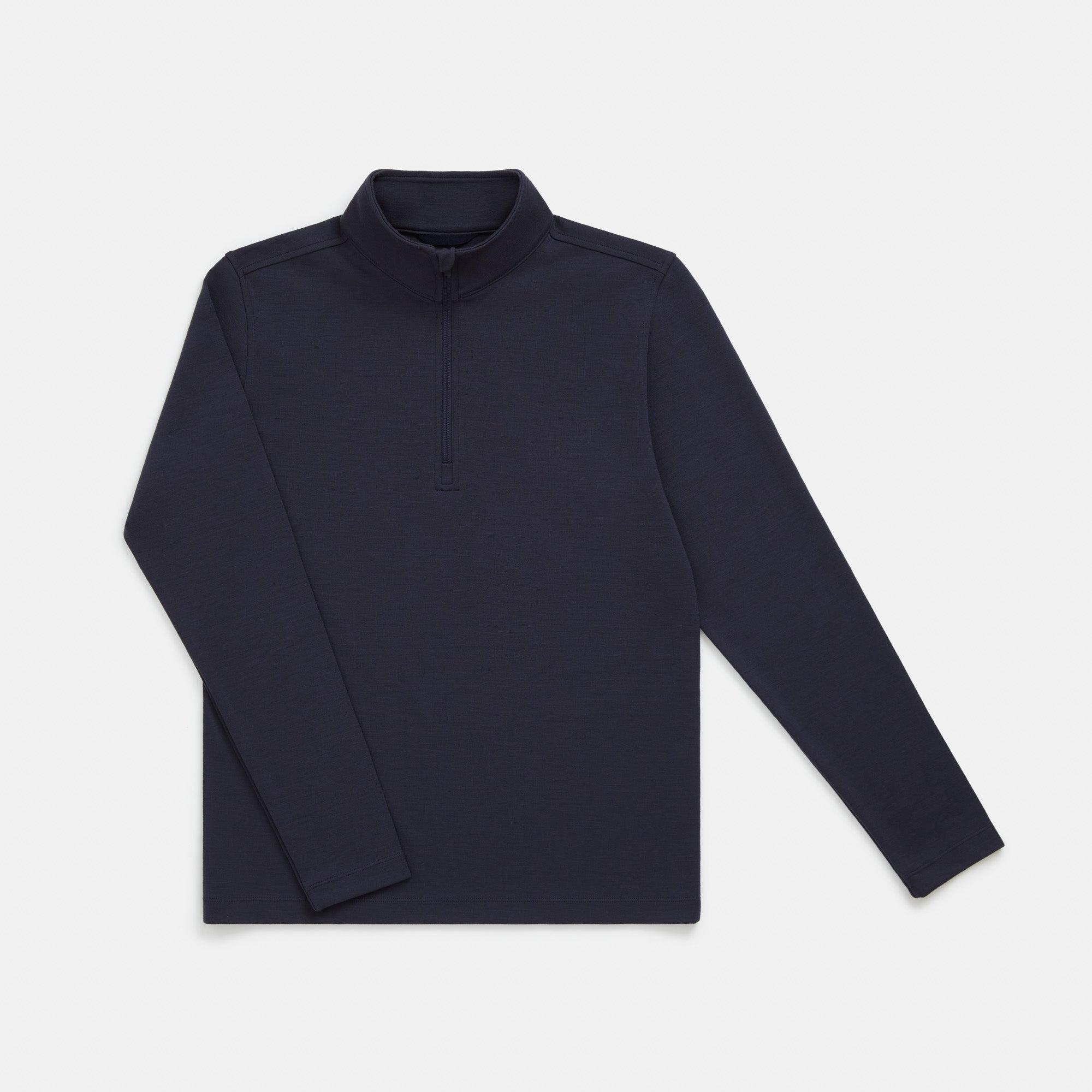 Merino Wool Quarter-Zip Ponte Pullover | Washed Navy Product Image