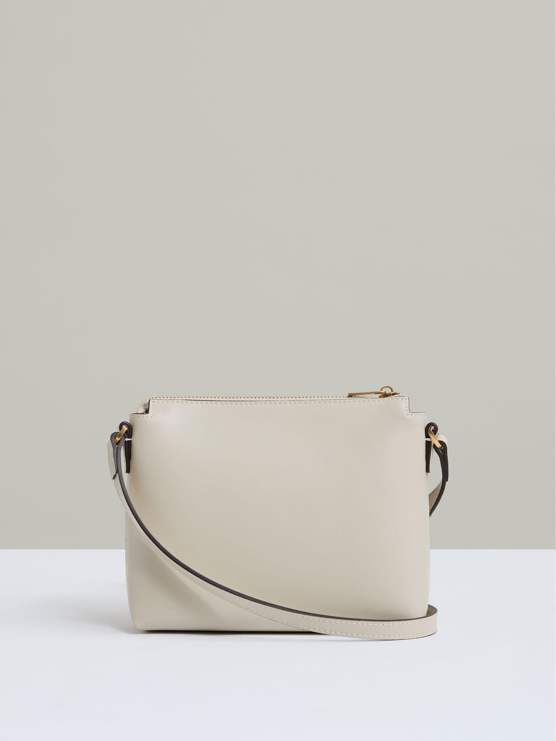 Leather Sculpted-Hardware Cross-Body Bag in Off White Product Image