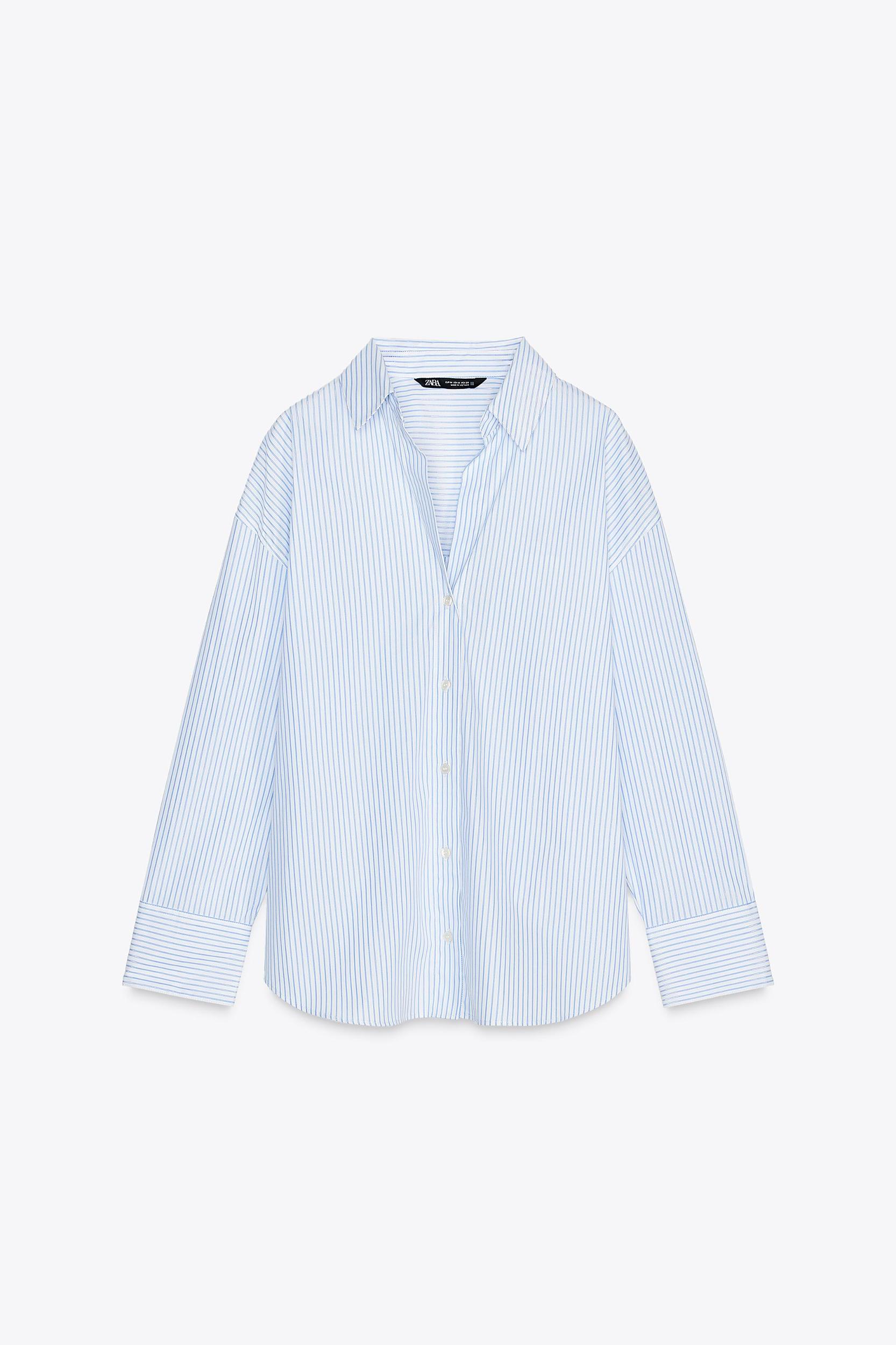 METALLIC THREAD STRIPED POPLIN SHIRT Product Image