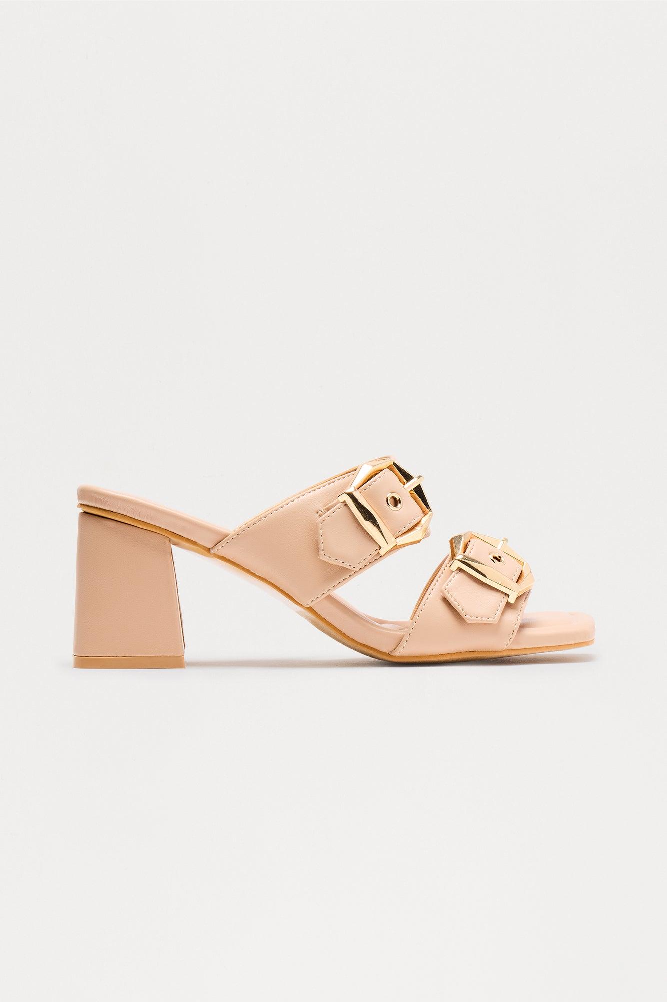 Avani Buckle Mules - Nude Female Product Image