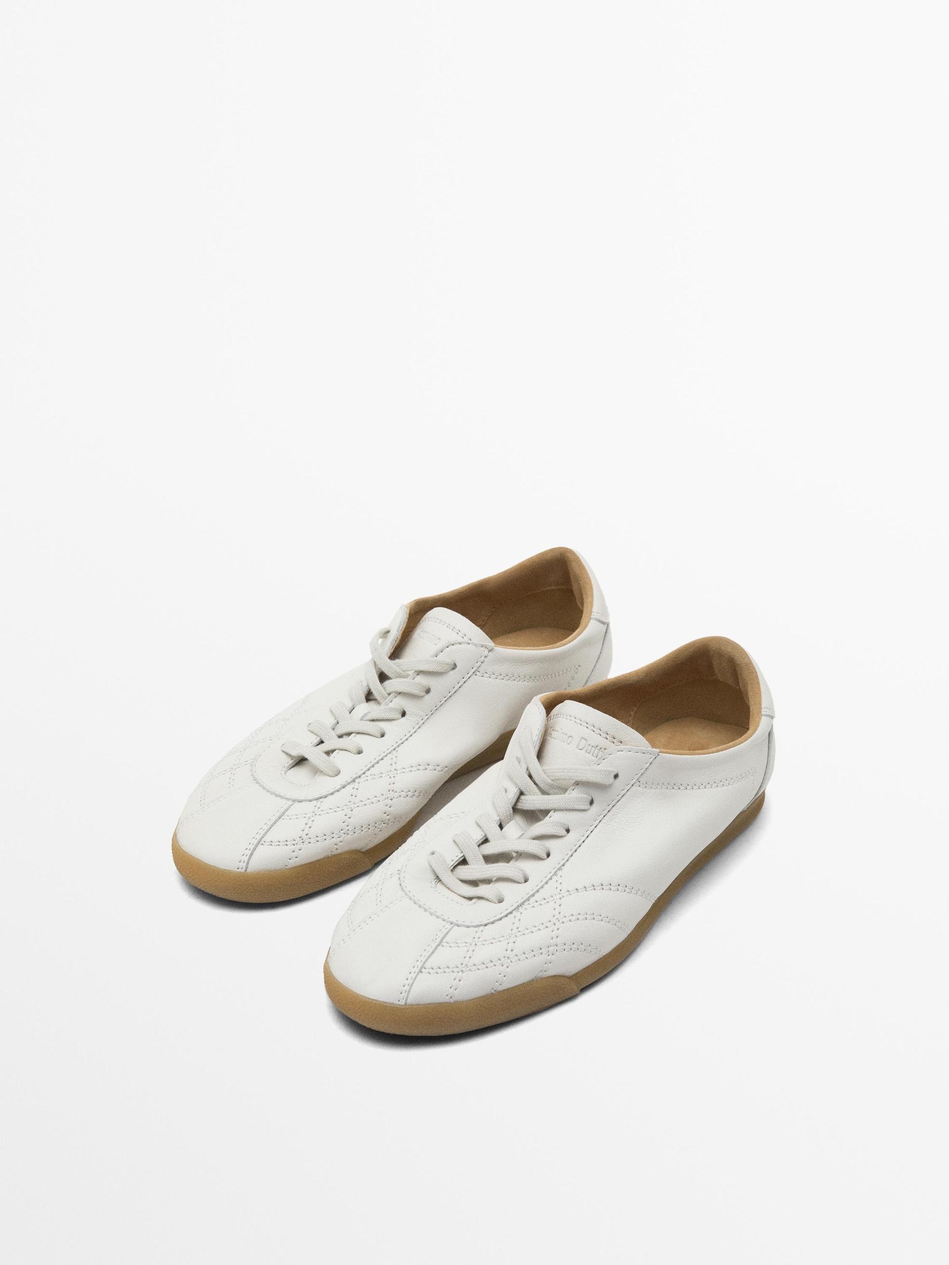 White topstitched trainers Product Image