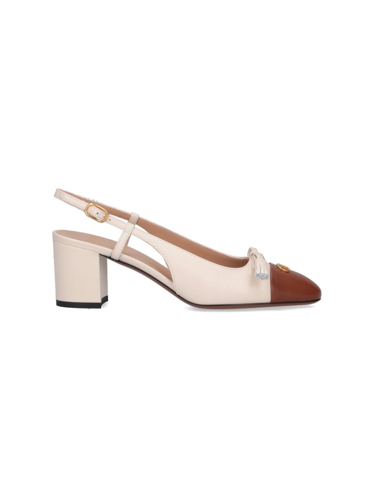 VALENTINO GARAVANI Leather Vlogo Signature Pumps With Slingback Strap In Neutral Product Image