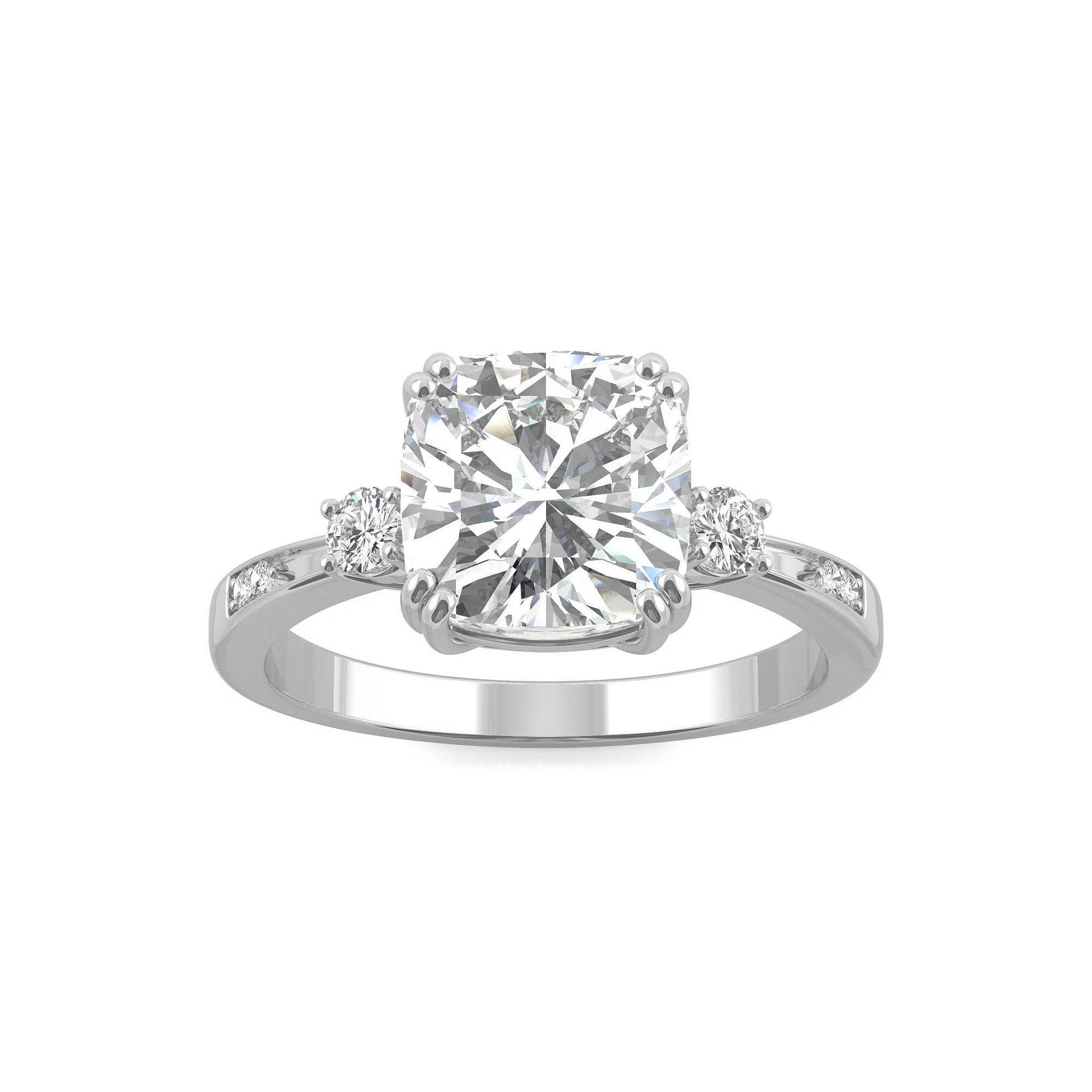 Charles & Colvard 14k White Gold 2 1/2 Carat T.W. Lab-Created Moissanite Cushion 7 Stone Engagement Ring, Womens Product Image