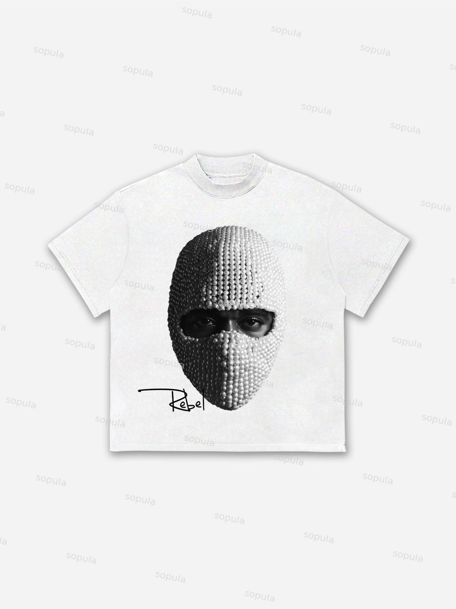 Jewelry Mask Portrait Graphic Cotton T-shirt Product Image