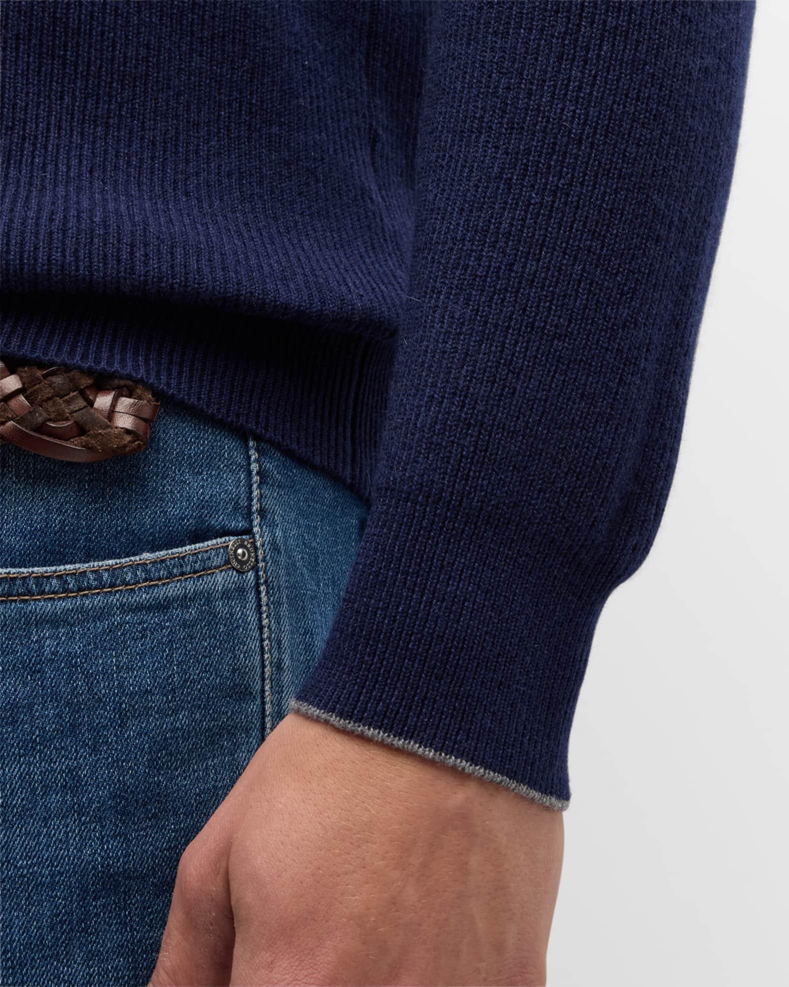 Men's Ribbed Cashmere Zip Polo Sweater Product Image