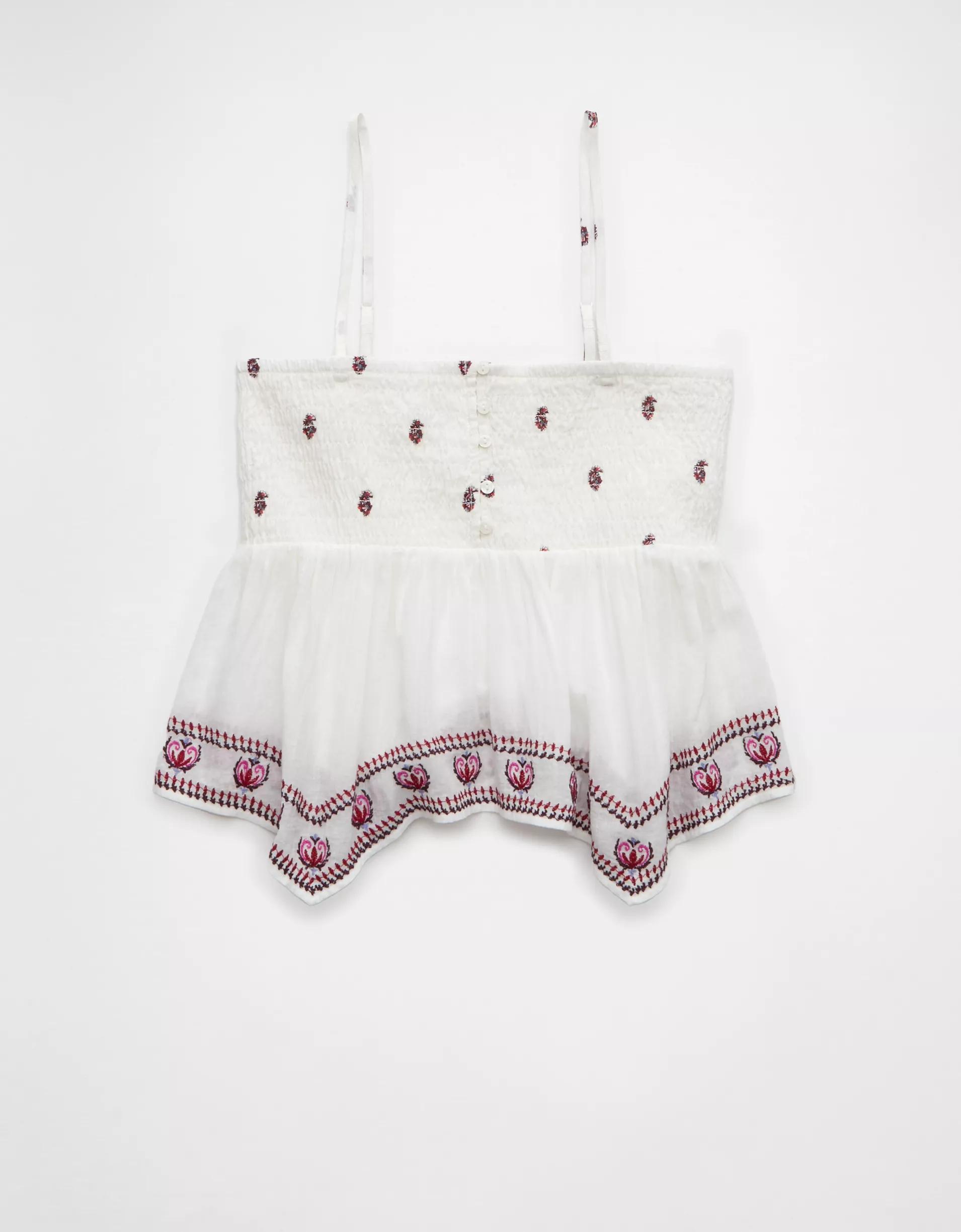 AE Handkerchief Hem Smocked Babydoll Tube Top Product Image