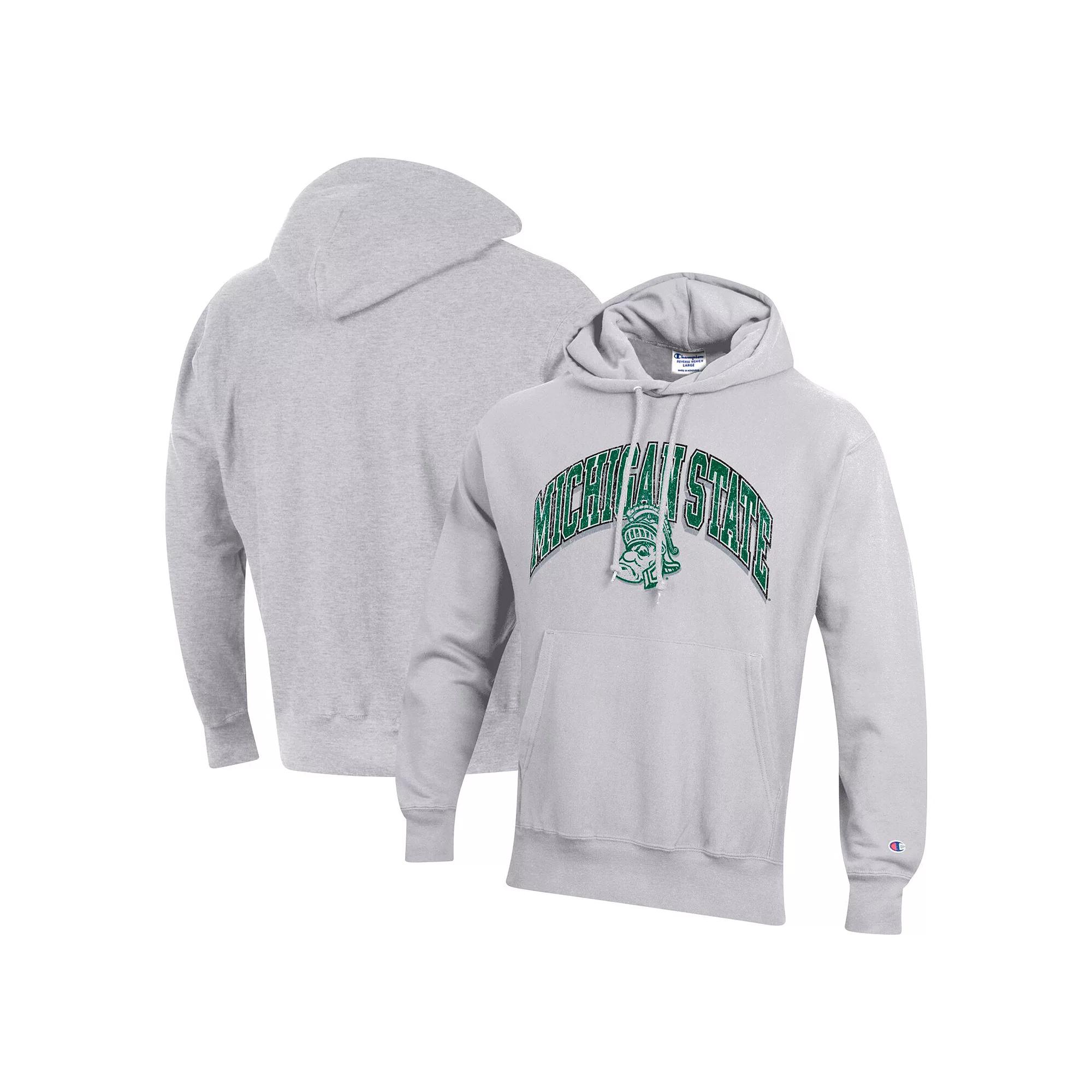 Men's Champion Gray Michigan State Spartans Vault Late Night Reverse Weave Pullover Hoodie, Size: 2XL, Grey Product Image