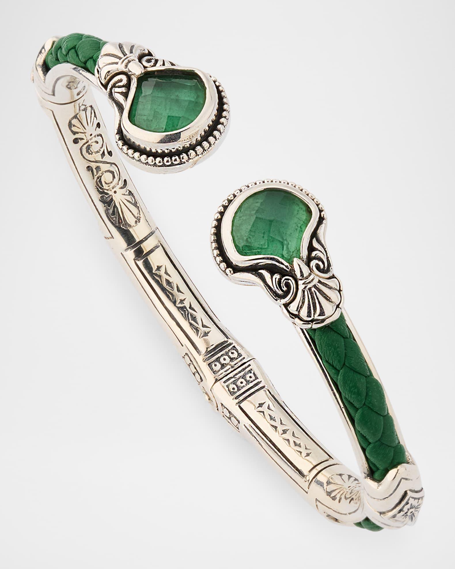 Ivy Rock Crystal, Aventurine and MOP Triplet Cuff Bracelet  Product Image