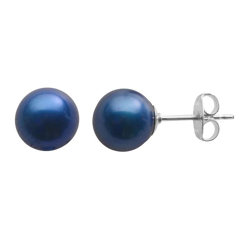 PearLustre by Imperial Dyed Freshwater Cultured Pearl Sterling Silver Stud Earrings, Women's, Blue Blue Product Image