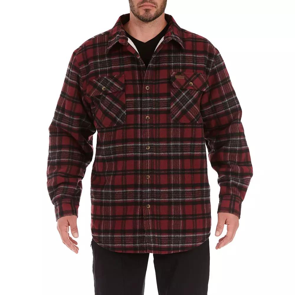 Men's Smith's Workwear Plaid Sherpa-Lined Cotton Flannel Shirt Jacket,  Product Image
