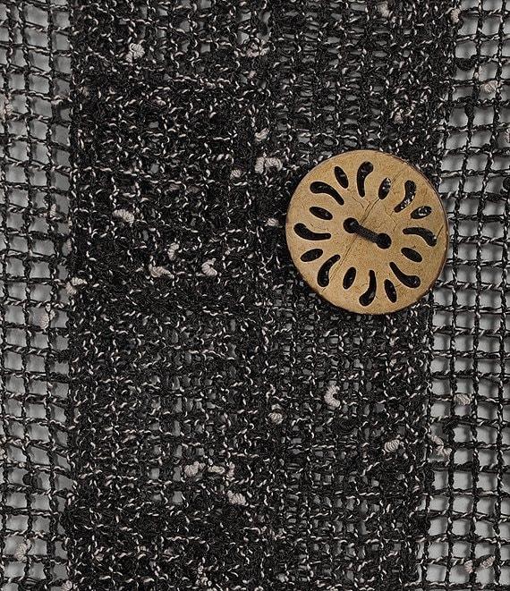 Ali Miles Woven Mesh Speckled V-Neck Elbow Length Sleeve Button Front Jacket Product Image