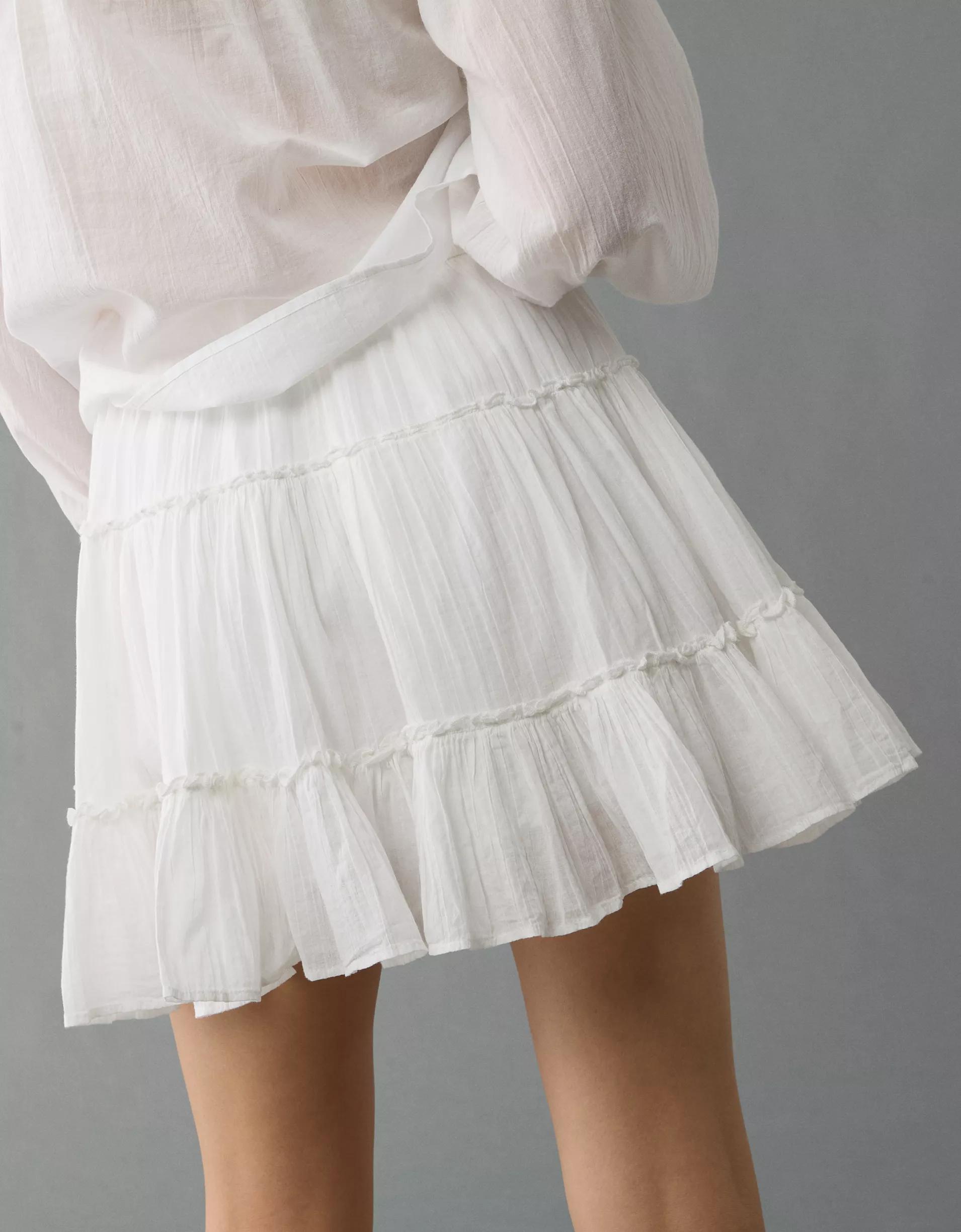 AE High-Waisted Tiered Mini Skirt Product Image