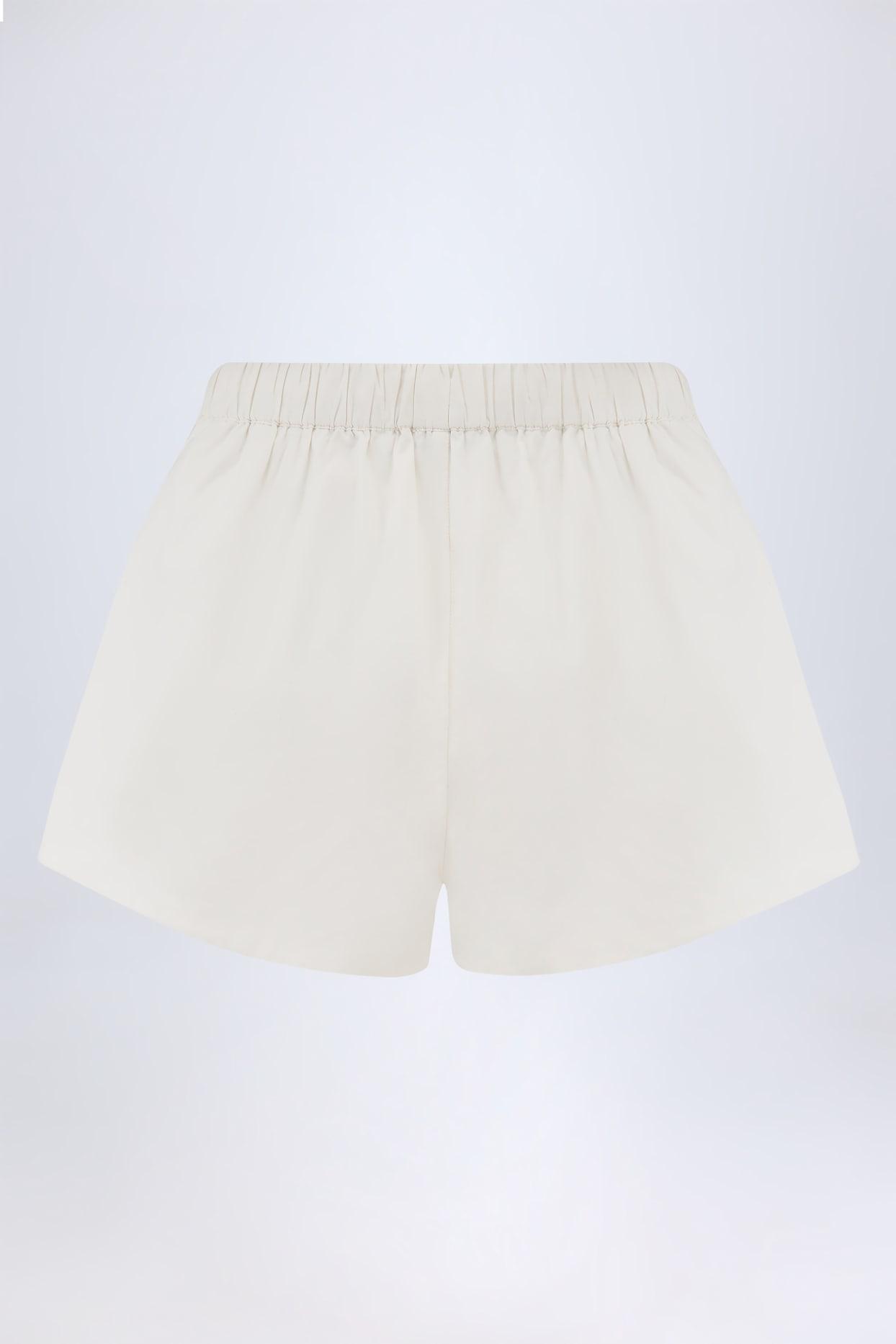 Mid-Rise Cotton-Poplin Shorts in White Product Image