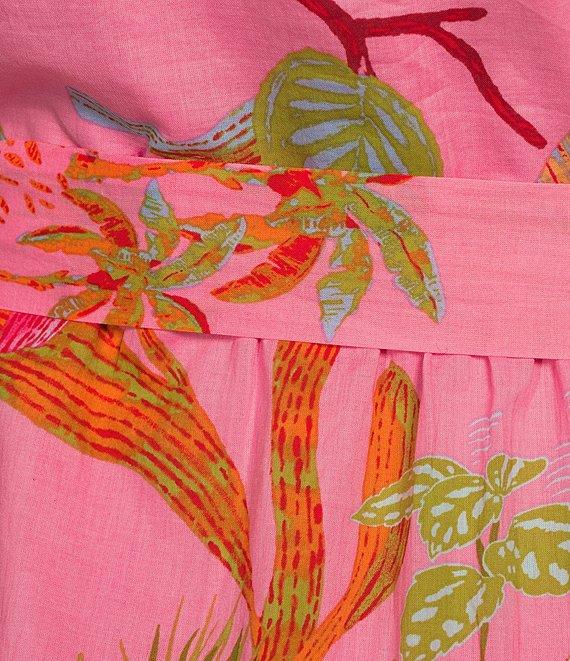 J.Marie Playa Button Up Ruffle Sleeve Belted Tiered Midi A-Line Dress Product Image