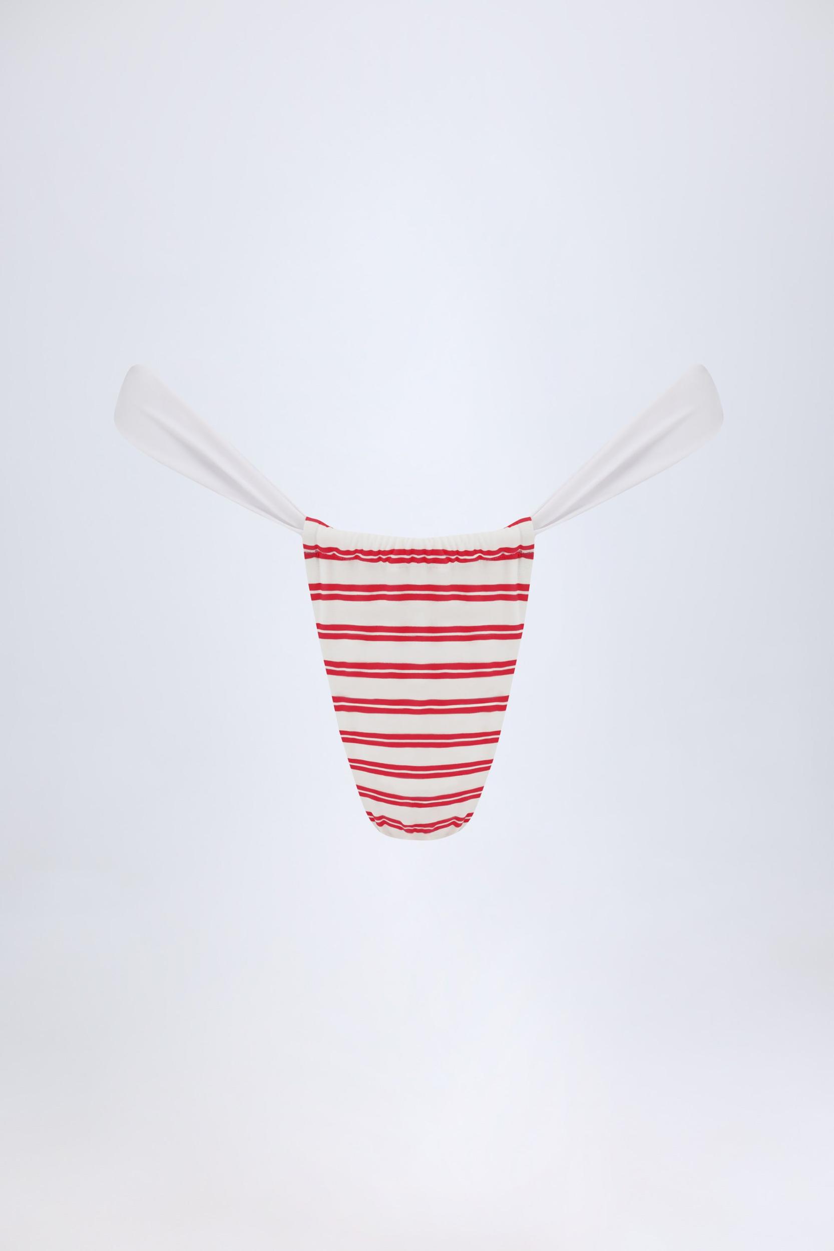 Ruched Cheeky Bikini Bottoms in Cherry Red Product Image