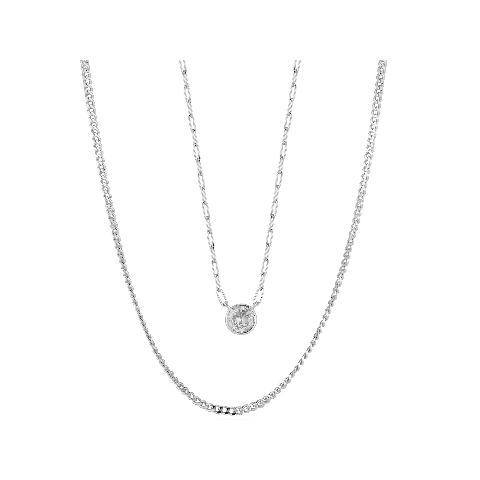 Sunkissed Sterling Cubic Zirconia Double Strand Necklace, Women's, Size: 18", Silver Tone Product Image