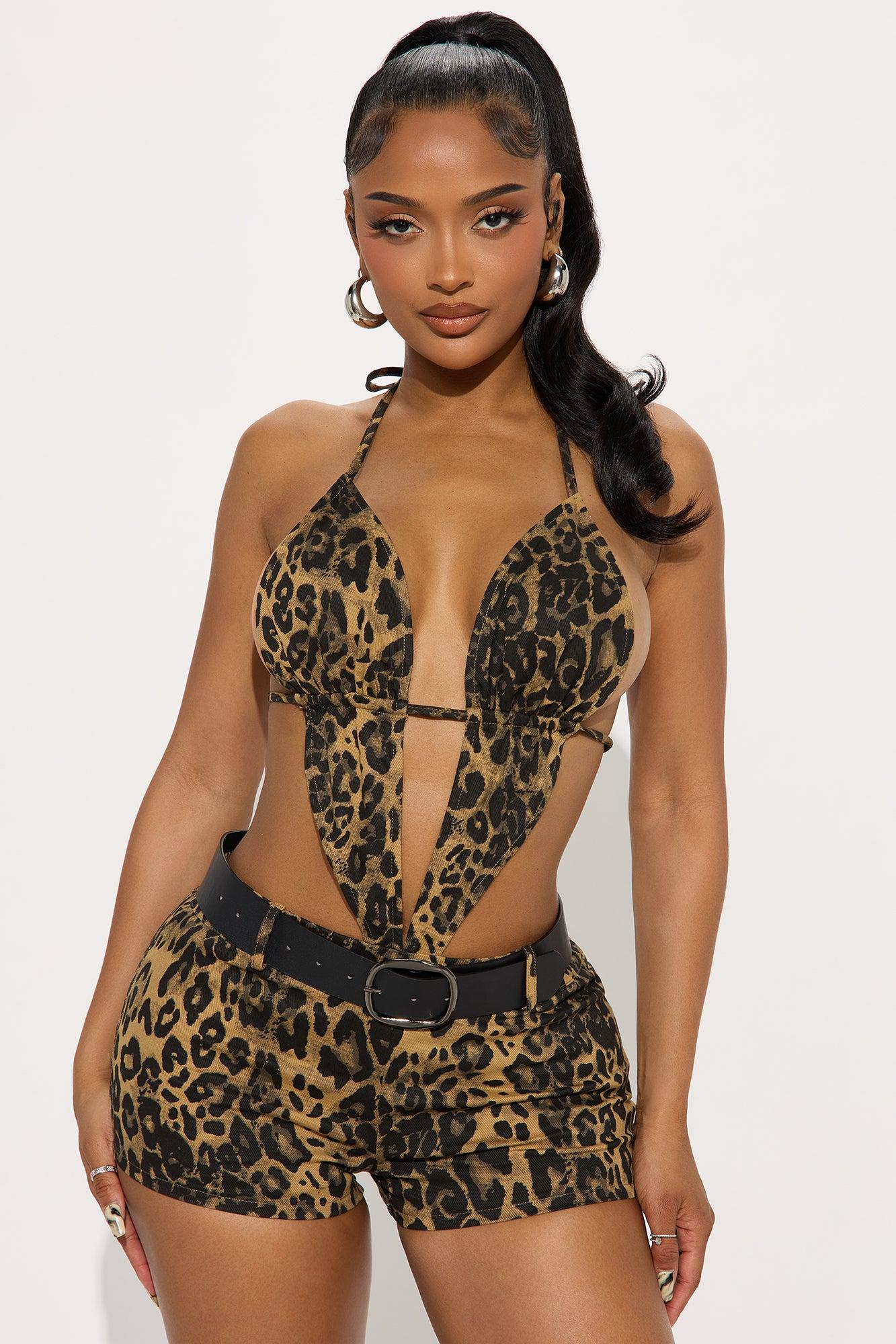 Jaida Belted Romper - Brown Female Product Image