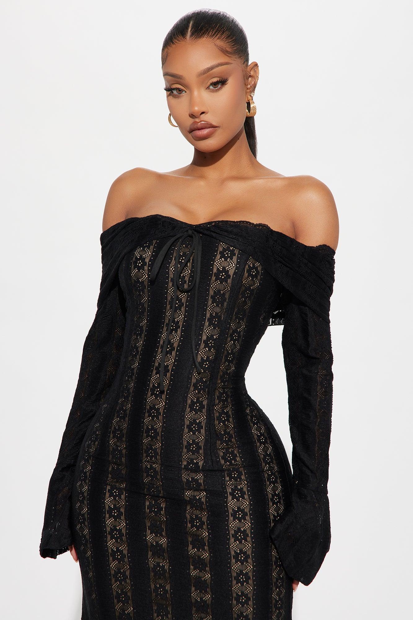 Bad Habit Lace Maxi Dress - Black Product Image