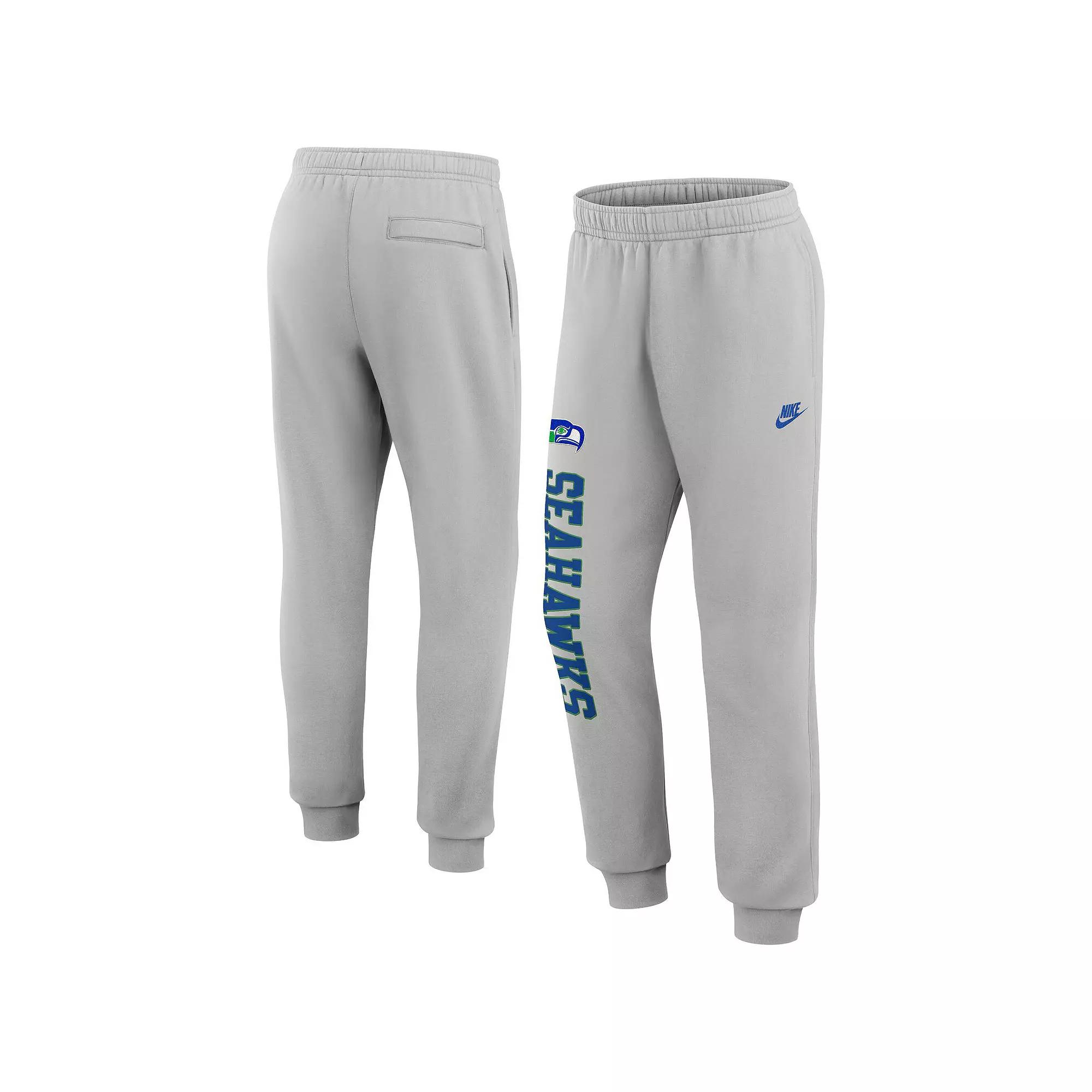 Men's Nike Silver Seattle Seahawks Rewind Club Fleece Joggers, Size: Small Product Image